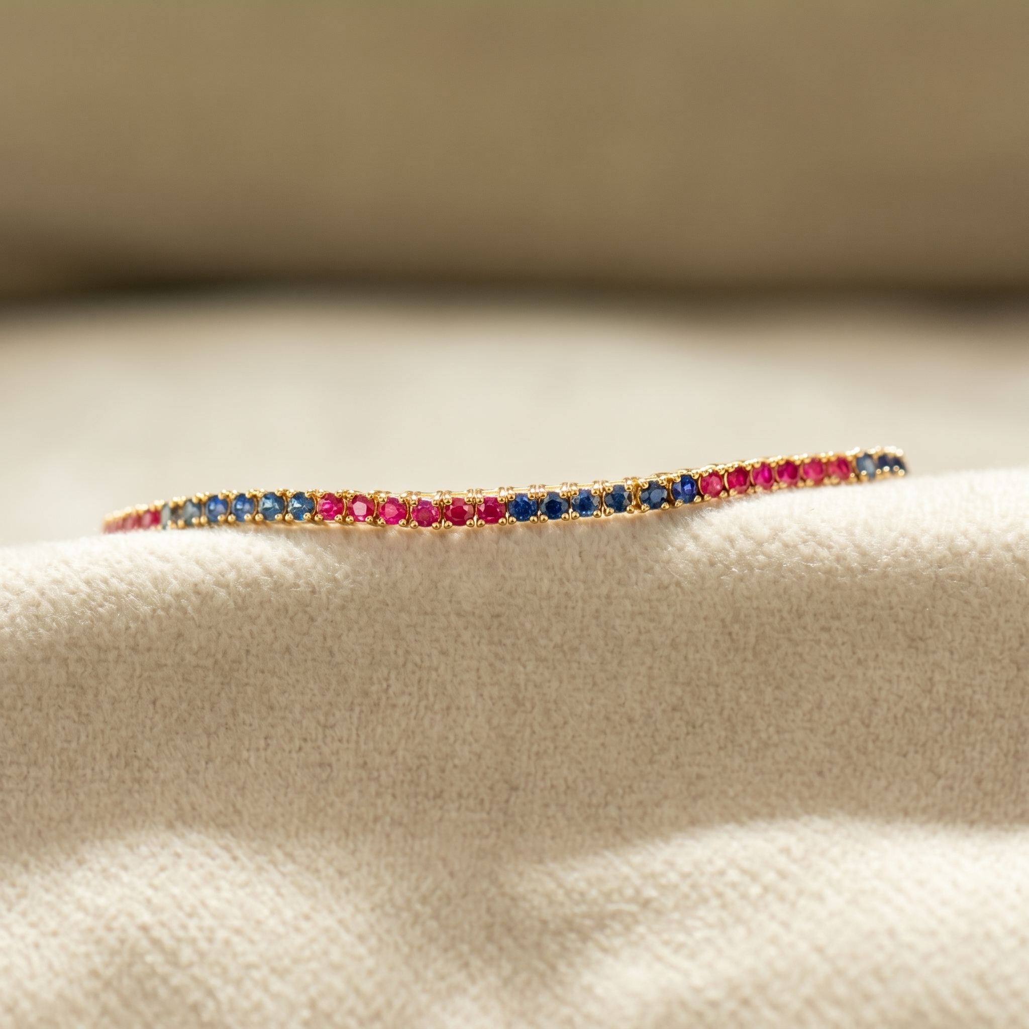 Ruby and Blue Sapphire Tennis Bracelet