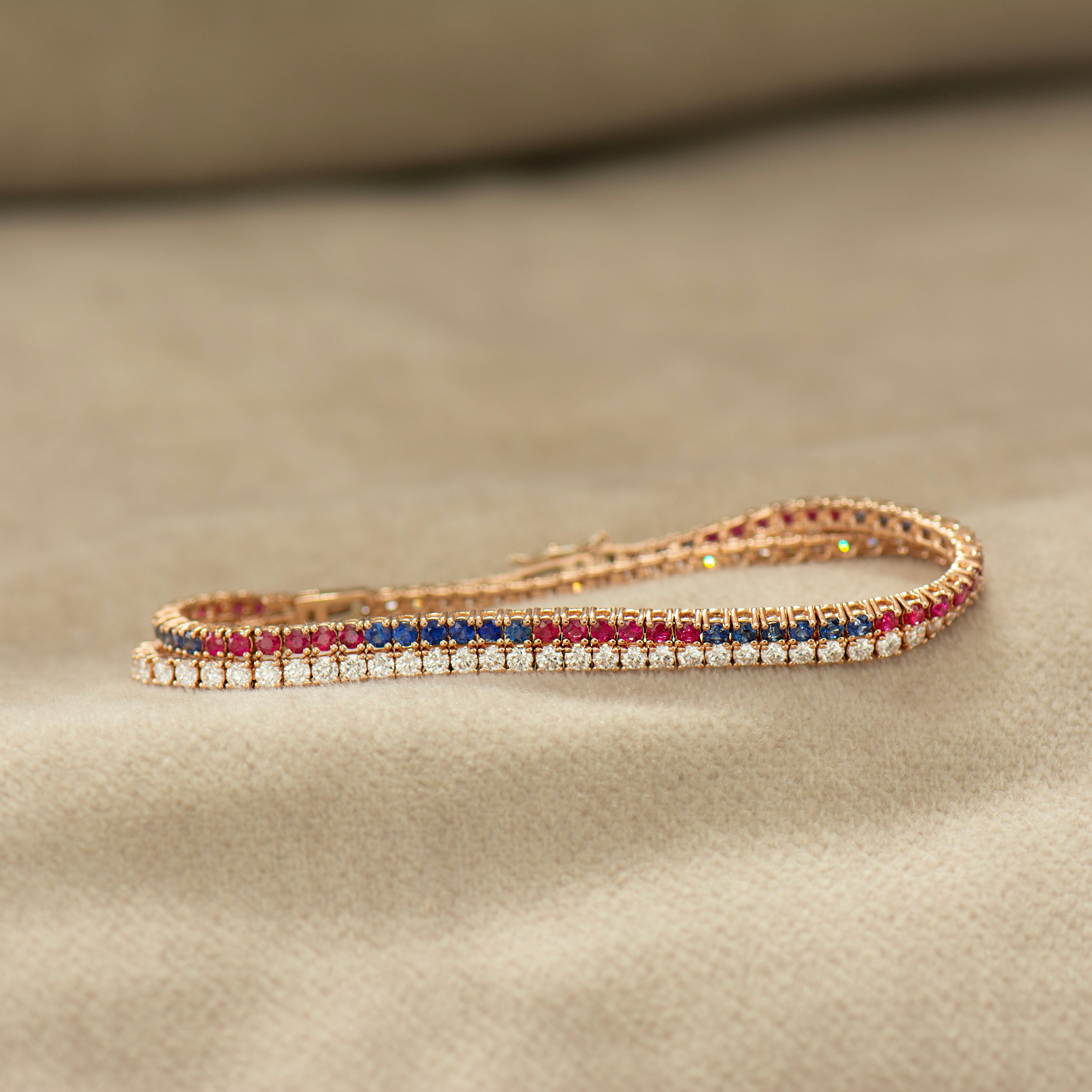 Ruby and Blue Sapphire Tennis Bracelet