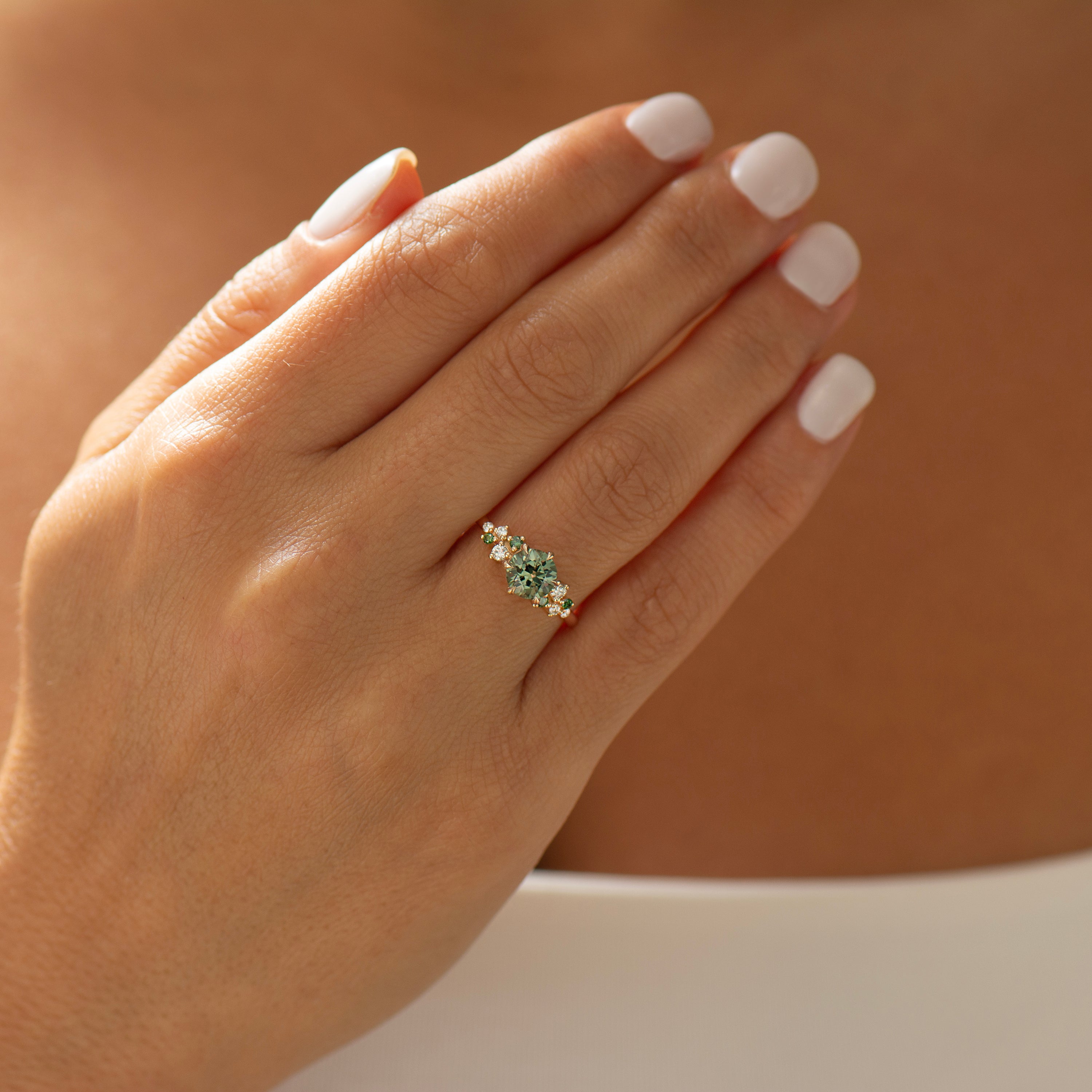 Bloom Green Sapphire Cluster Ring