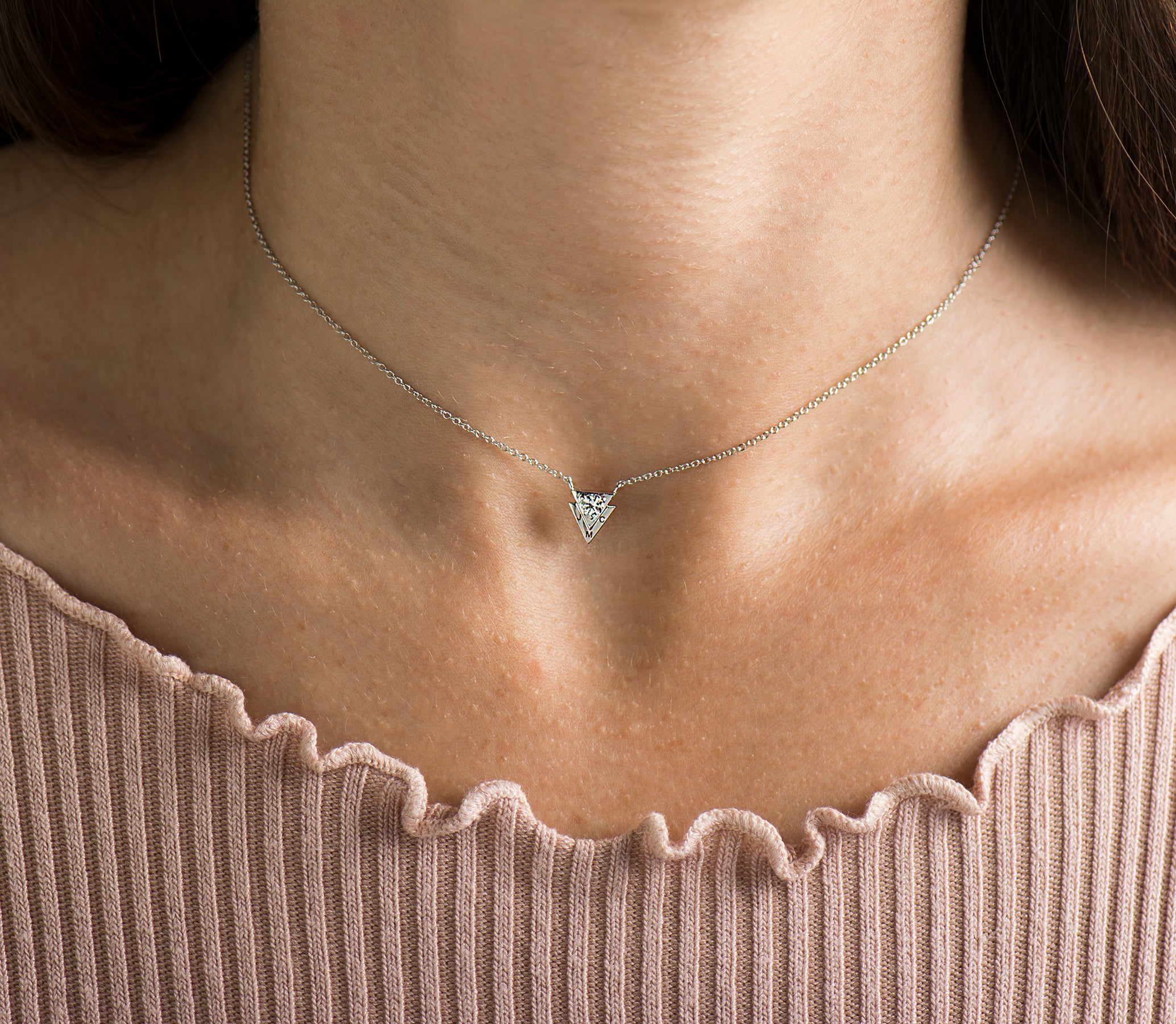 Dainty Triangle Diamond Necklace