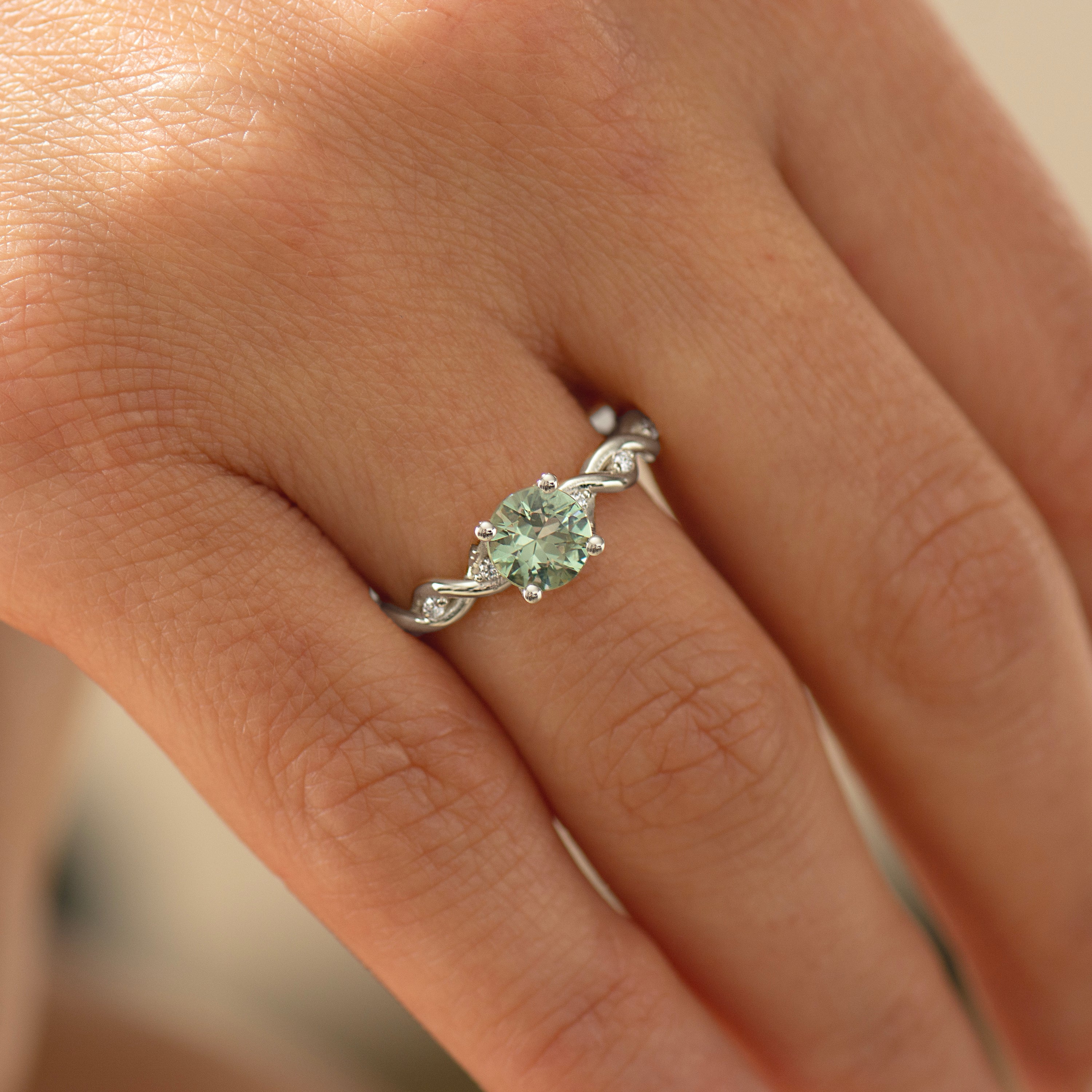 Mint Green Sapphire Braided Ring