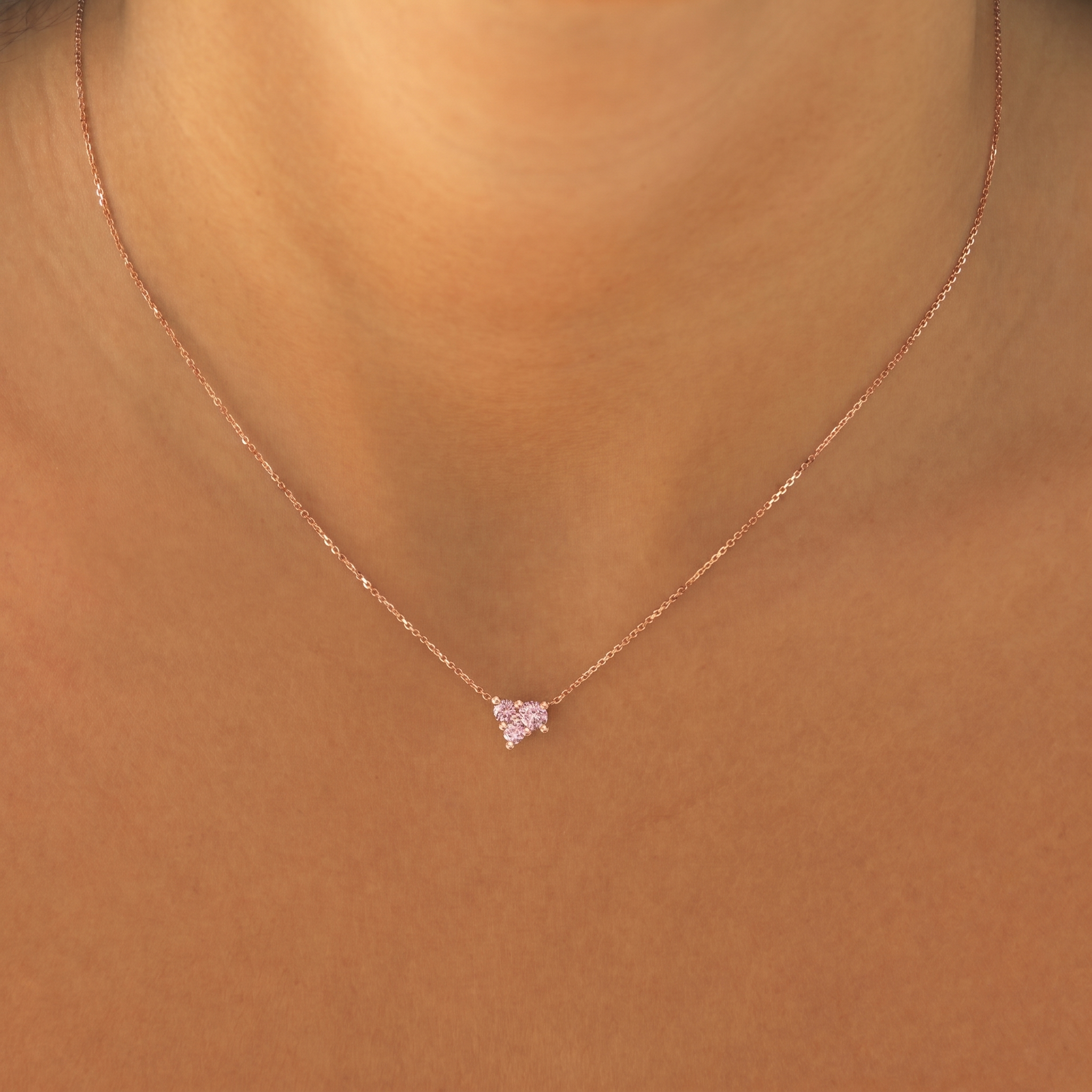 Pink Lab Diamonds Heart Necklace