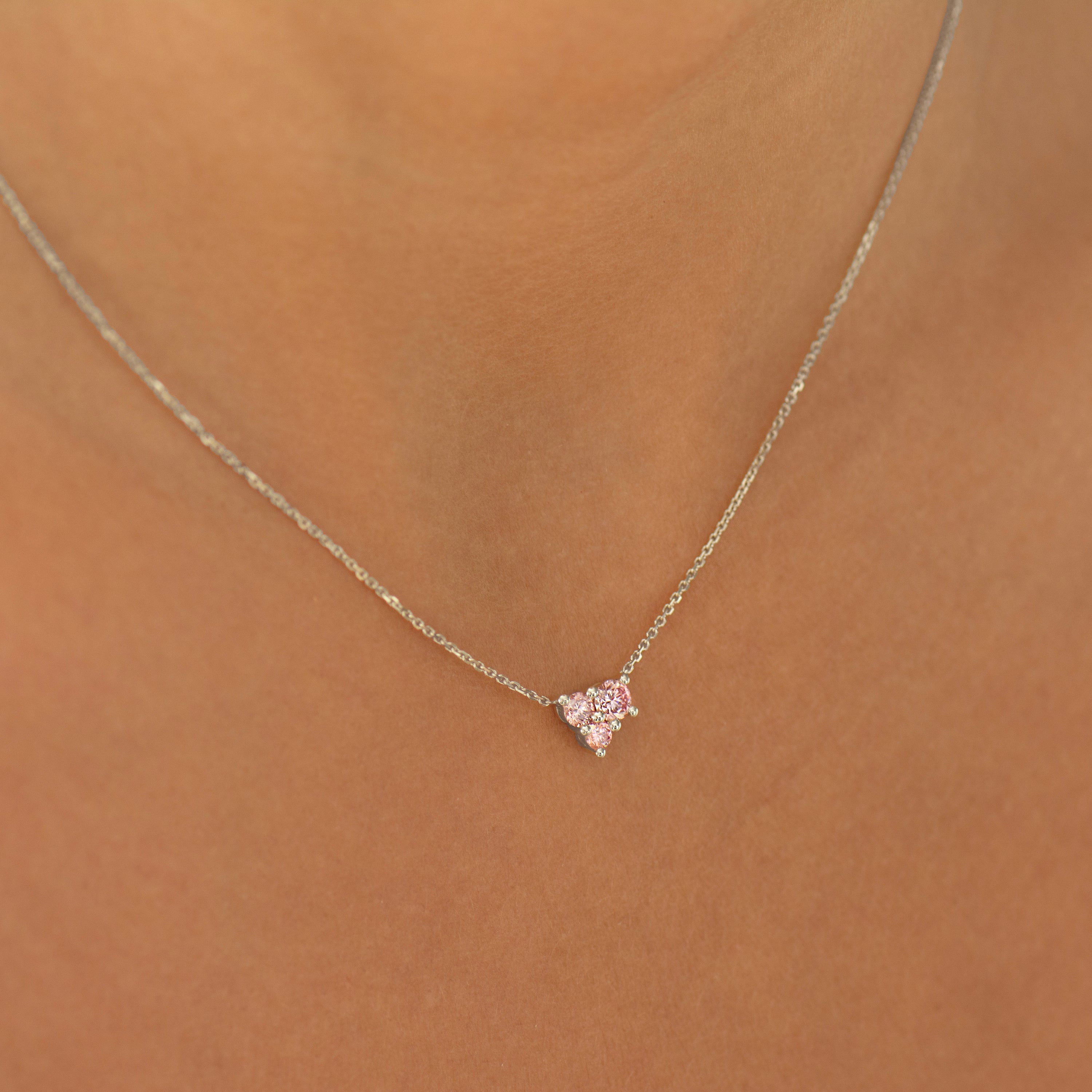 Pink Lab Diamonds Heart Necklace