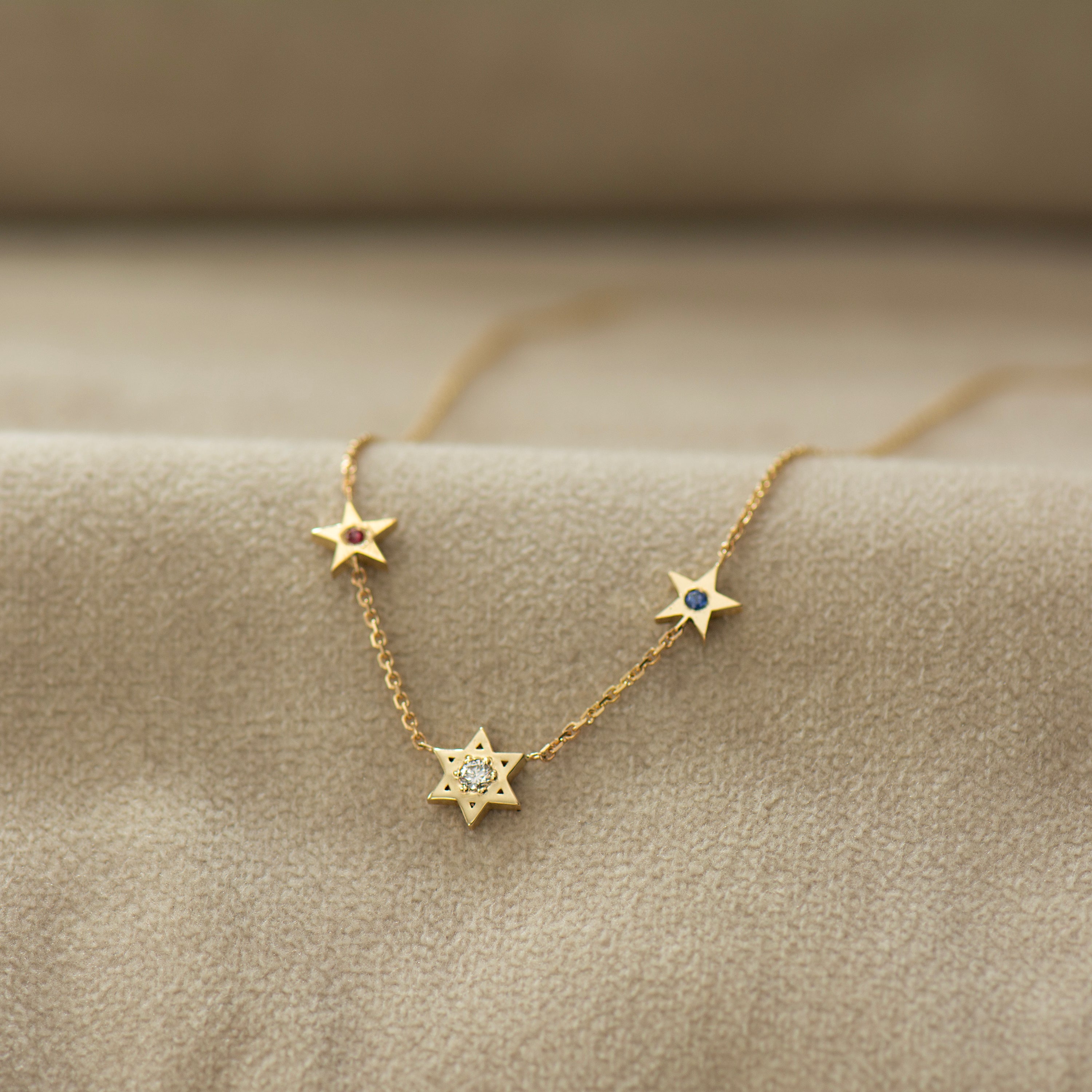 Star of David and American Stars Necklace