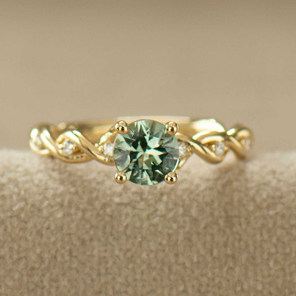 Mint Green Sapphire Braided Ring