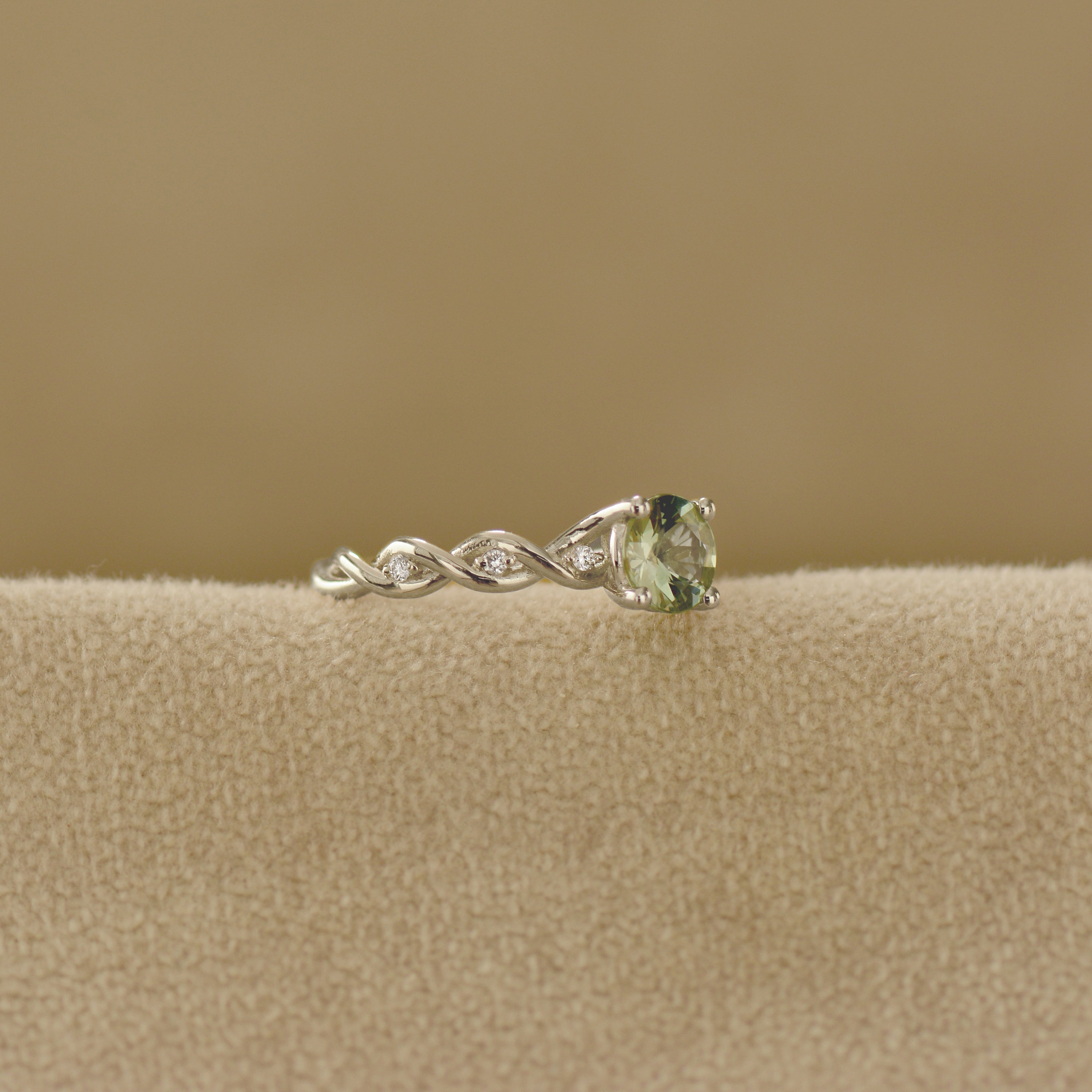 Mint Green Sapphire Braided Ring