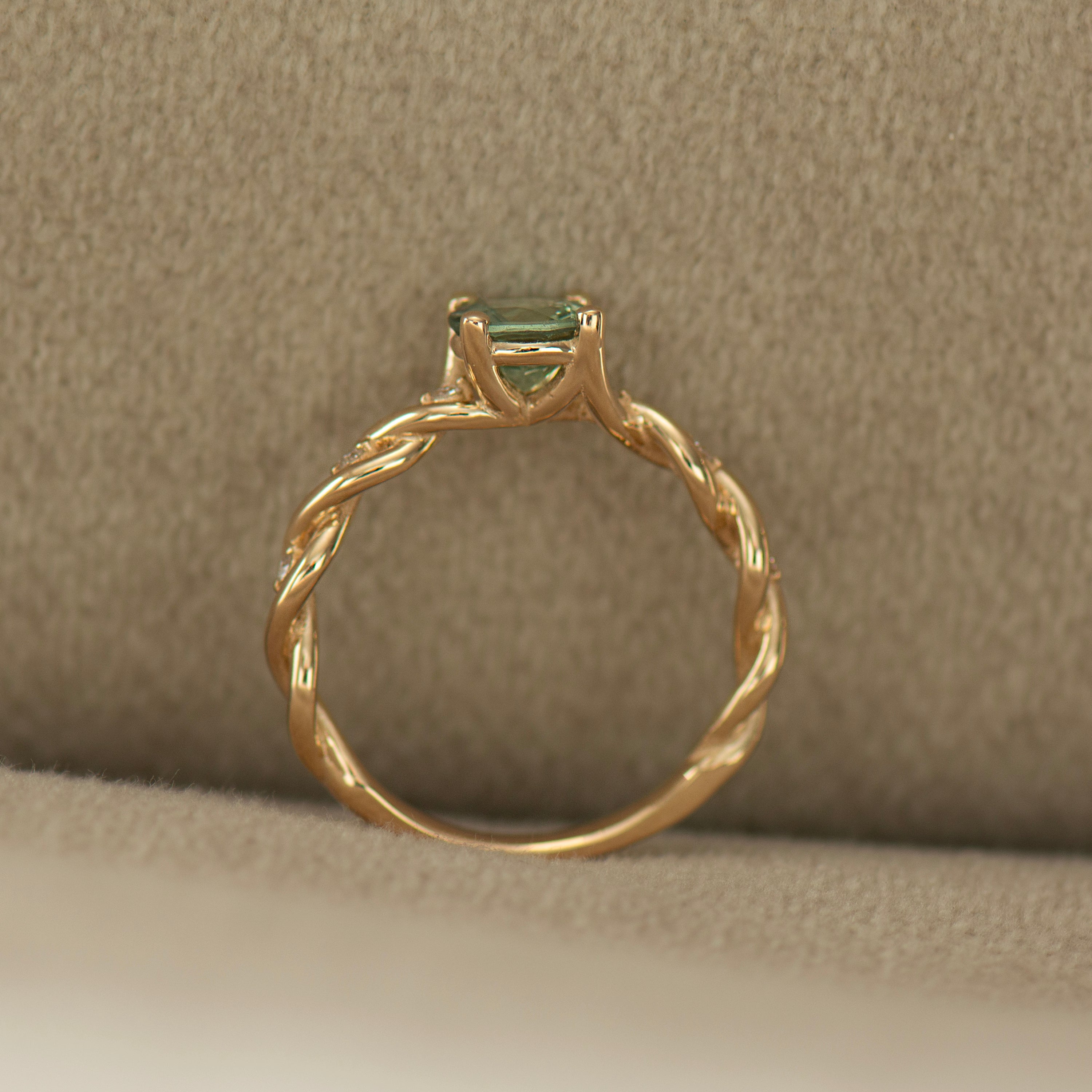 Mint Green Sapphire Braided Ring