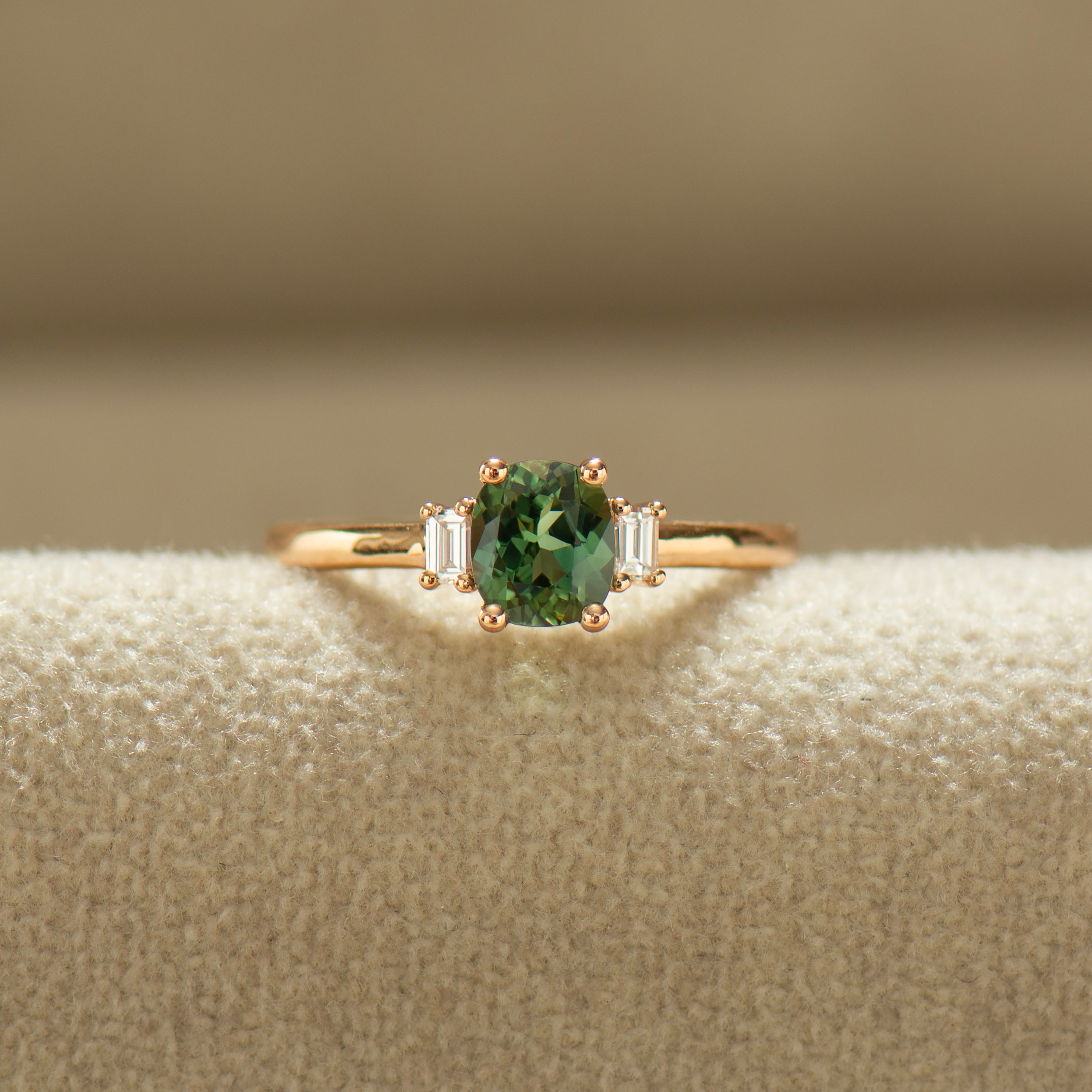 Cushion Green Sapphire Ring