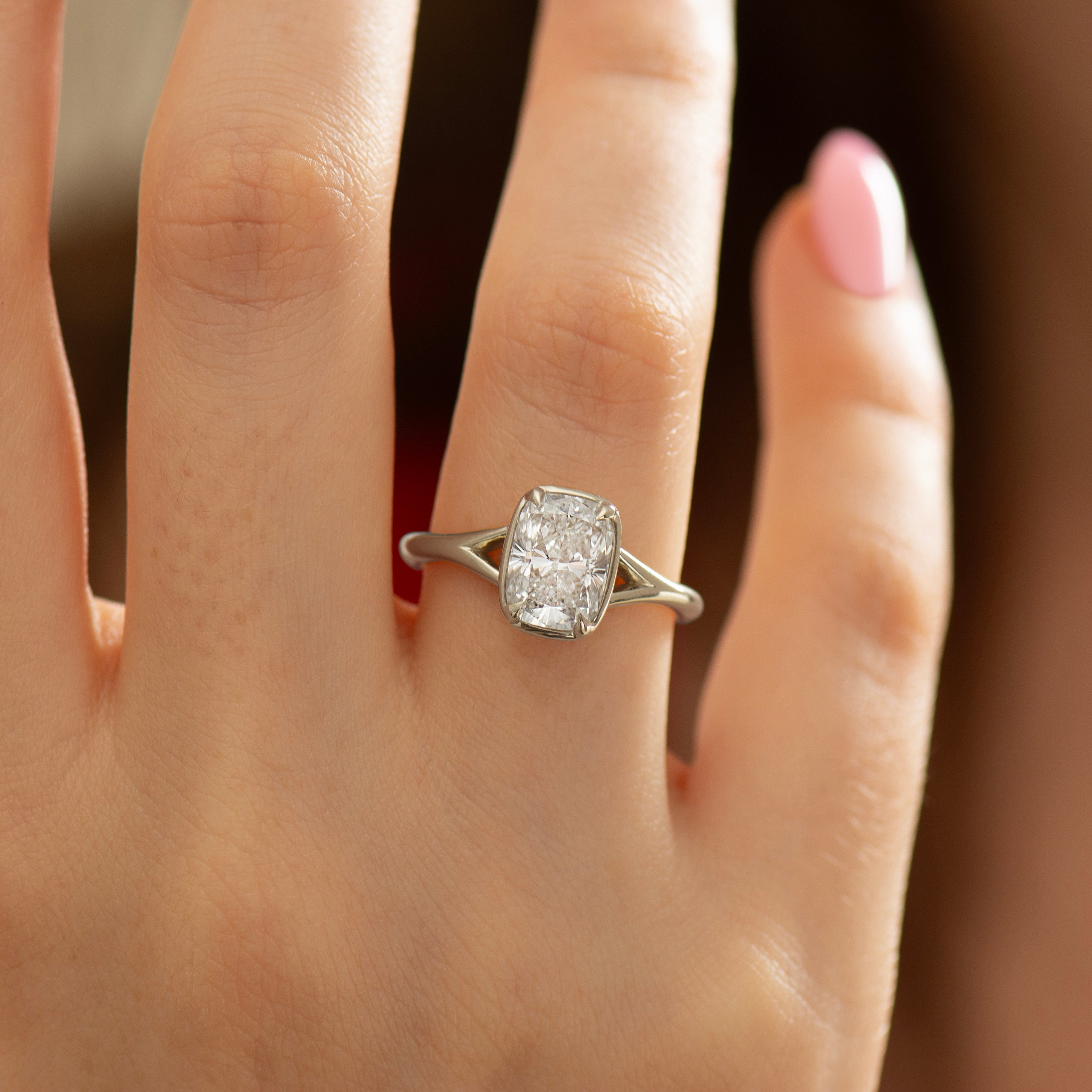 Split Shank Cushion Engagement Ring