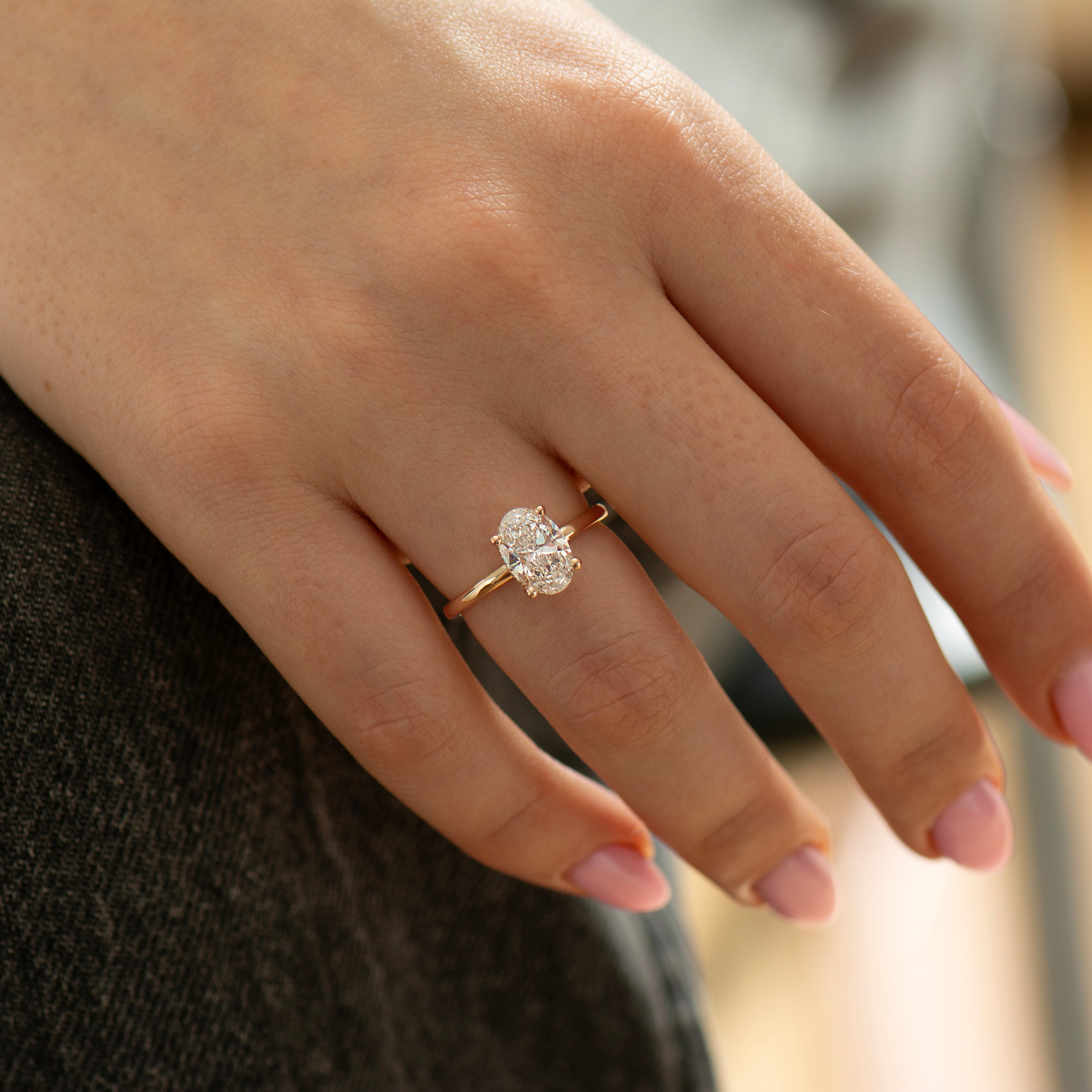 Hidden Halo Oval Engagement Ring