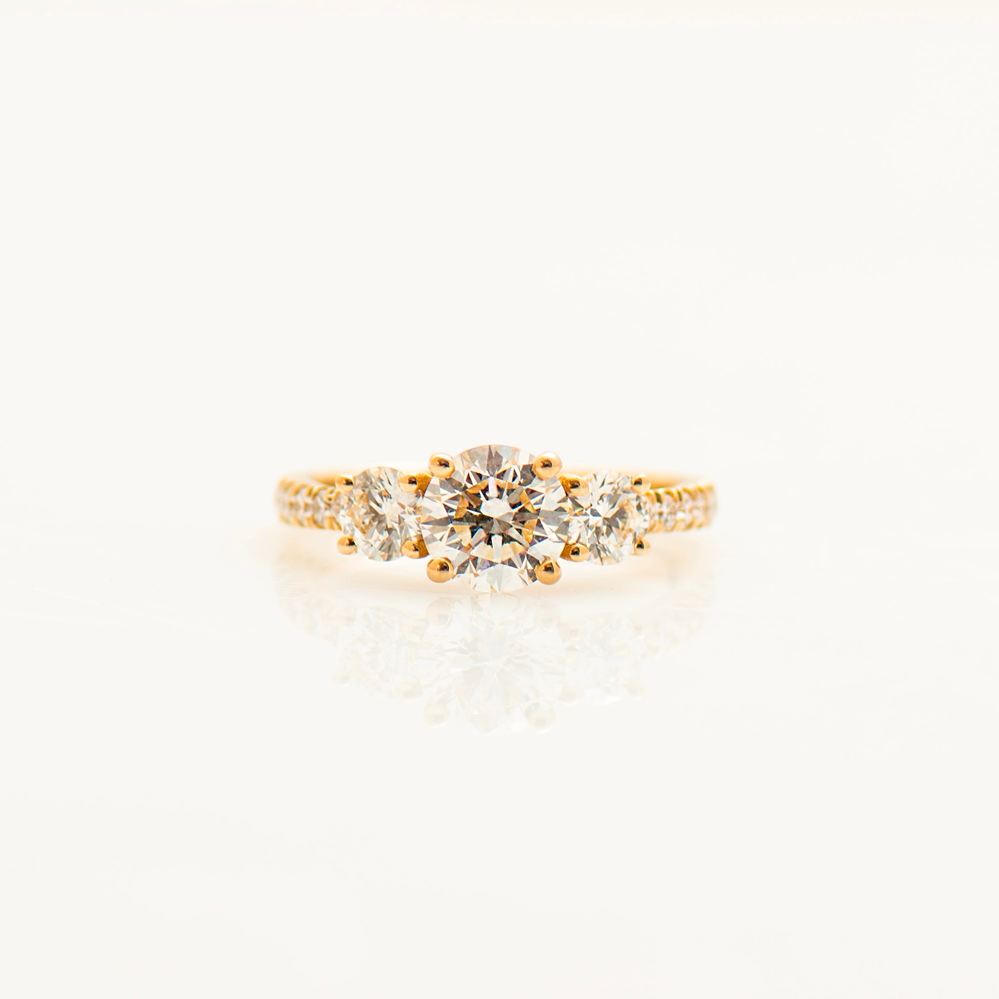 Three Stones Pave' Engagement Ring