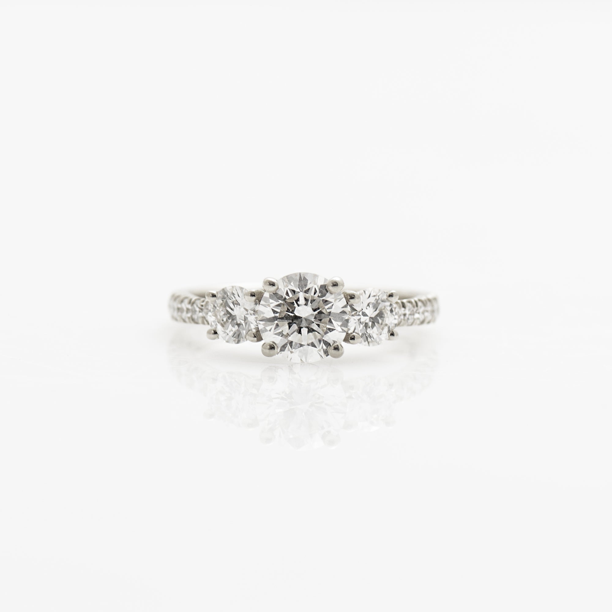 Three Stones Pave' Engagement Ring