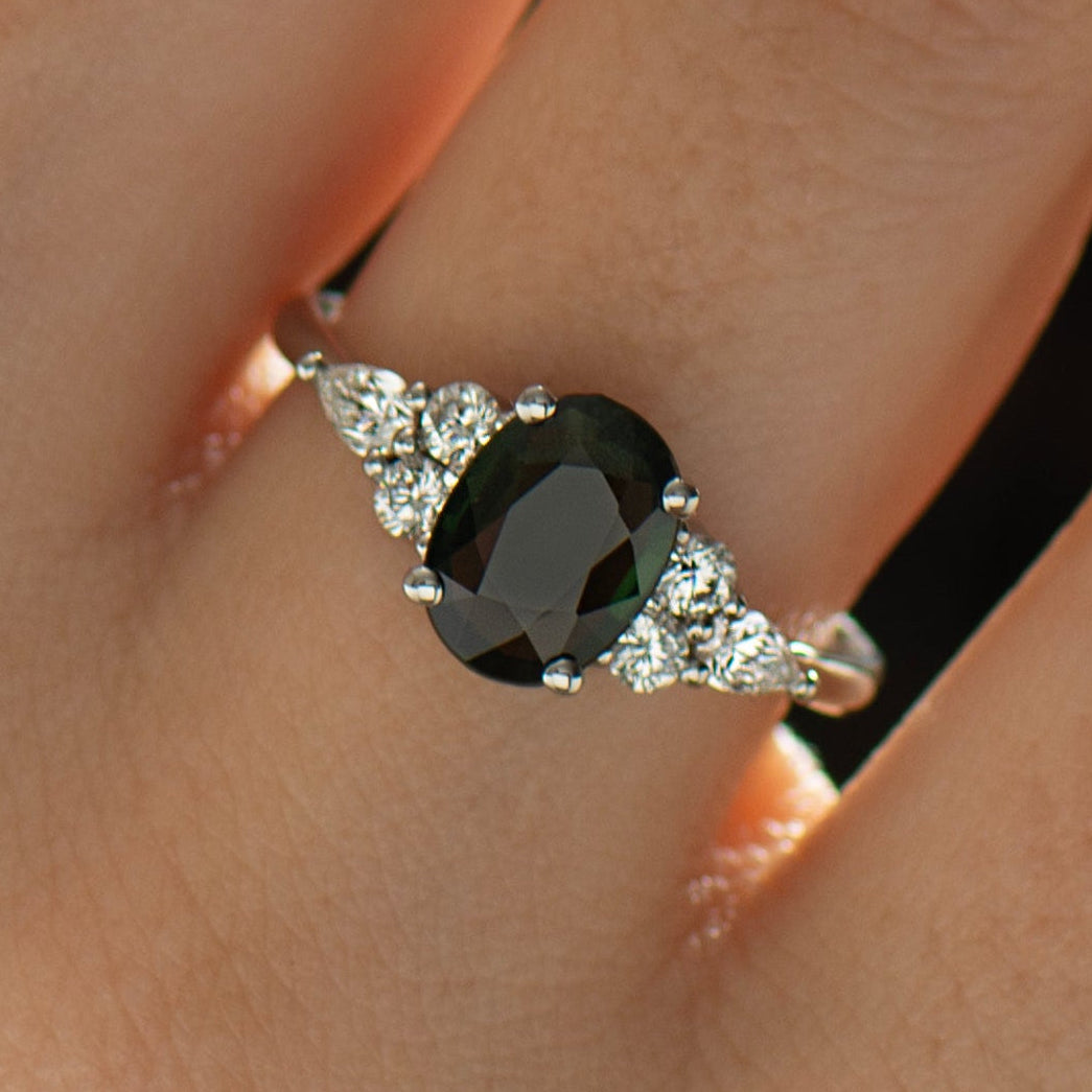 Dark Green Sapphire Ring