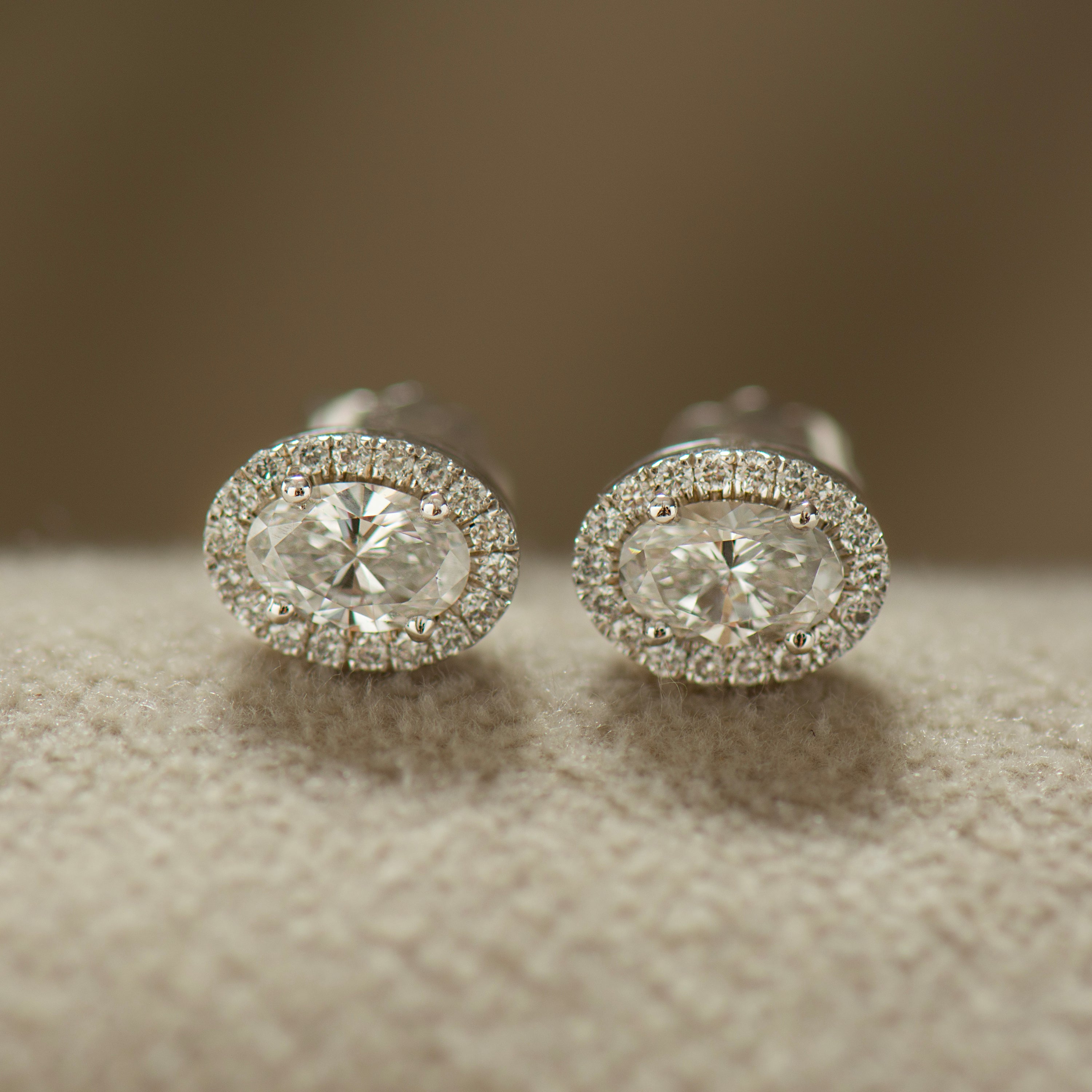 Oval Diamond Halo Earrings