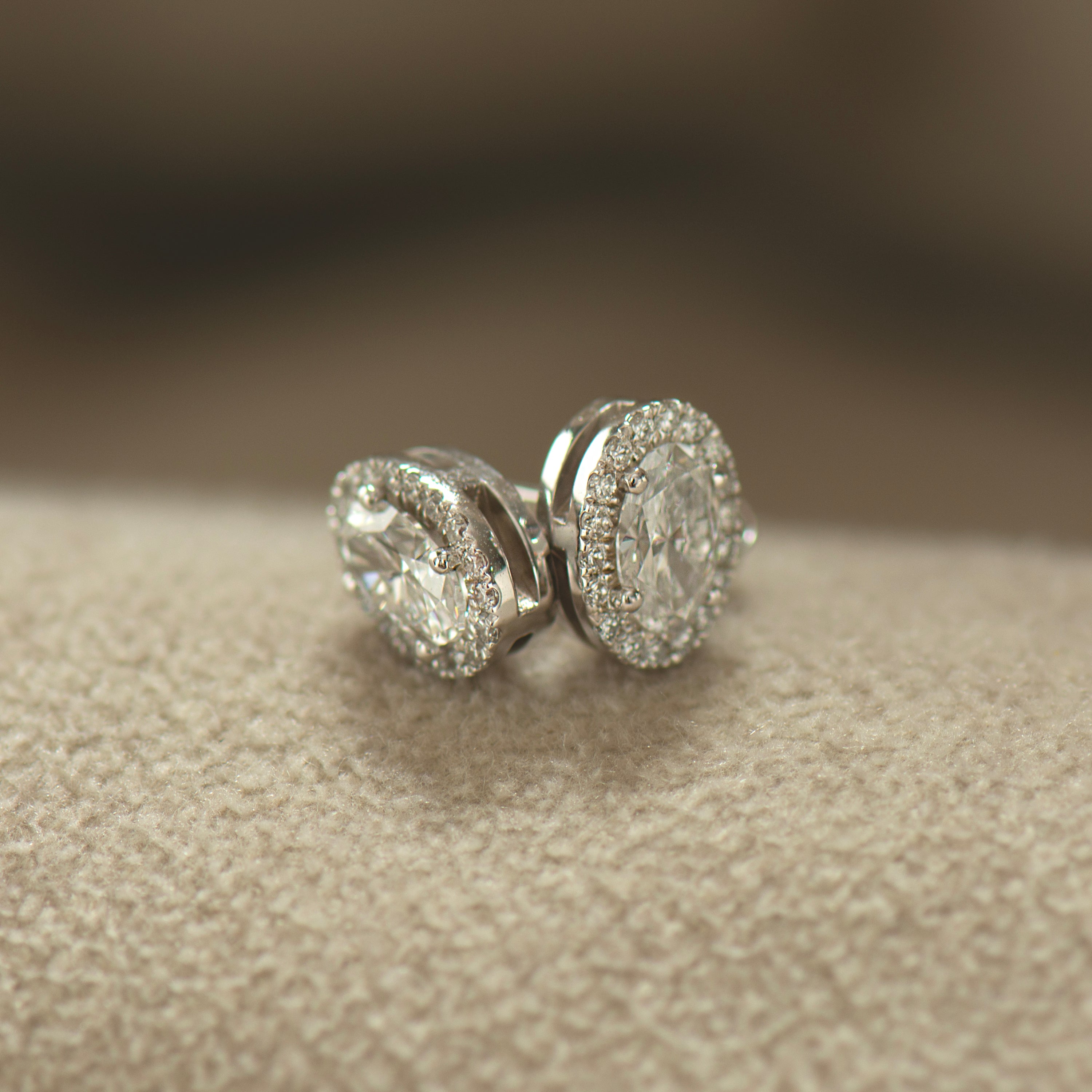 Oval Diamond Halo Earrings