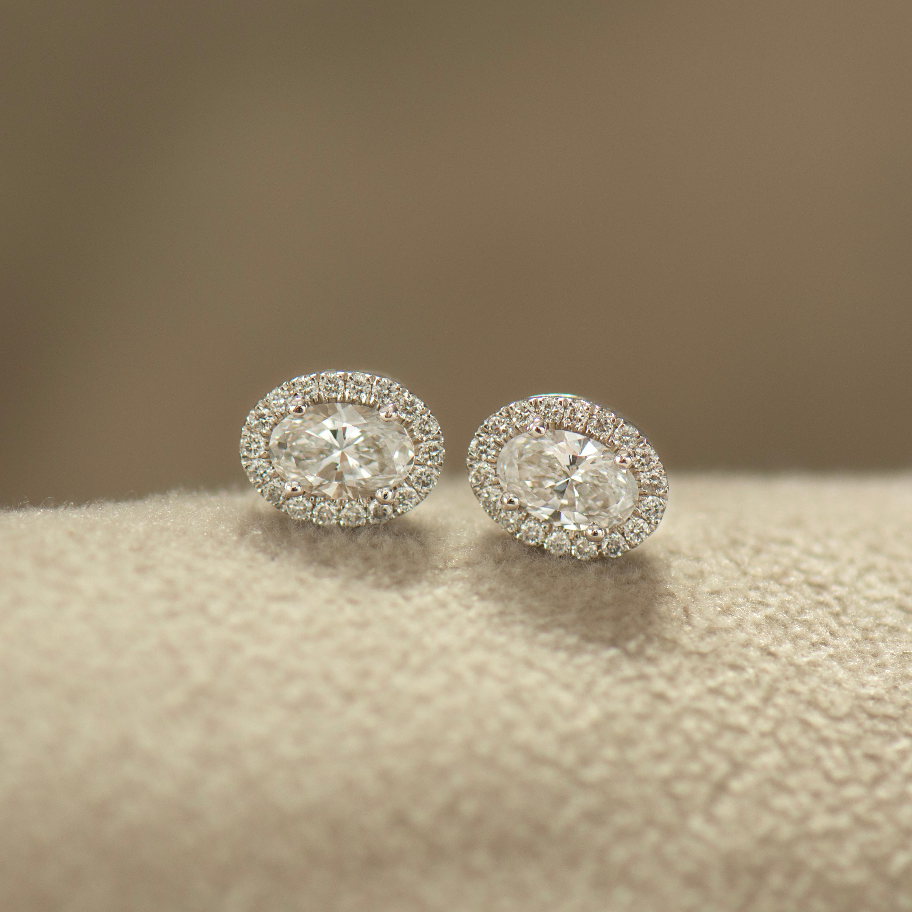 Oval Diamond Halo Earrings