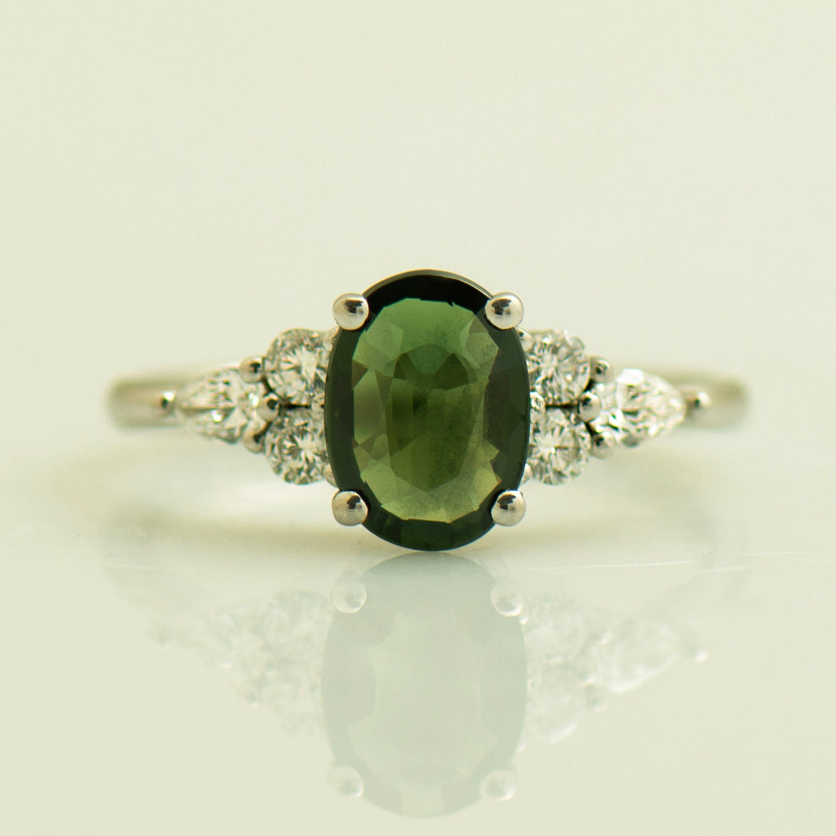 Dark Green Sapphire Ring