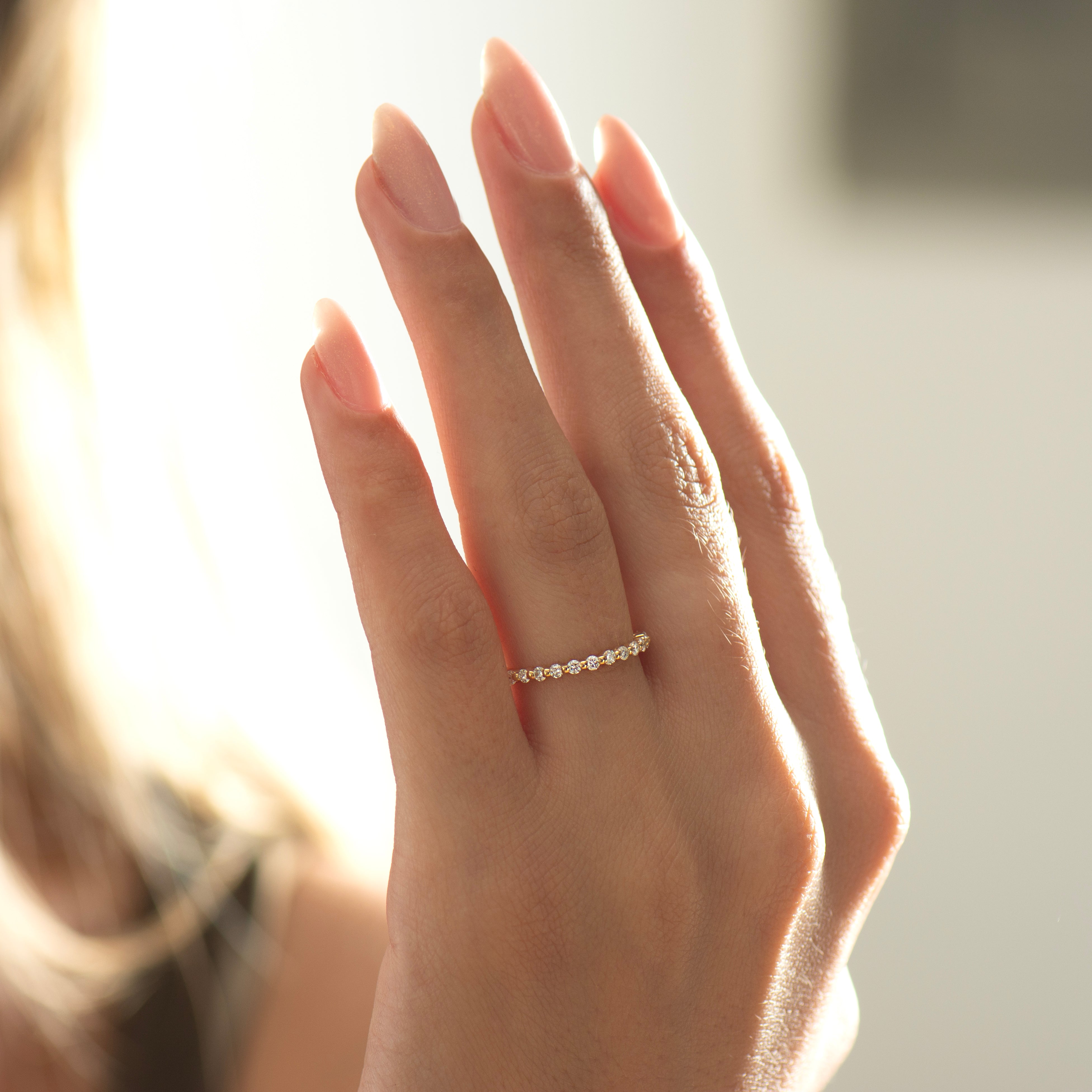5 US - Eternity Bubble Diamonds Ring - 18K Yellow Gold