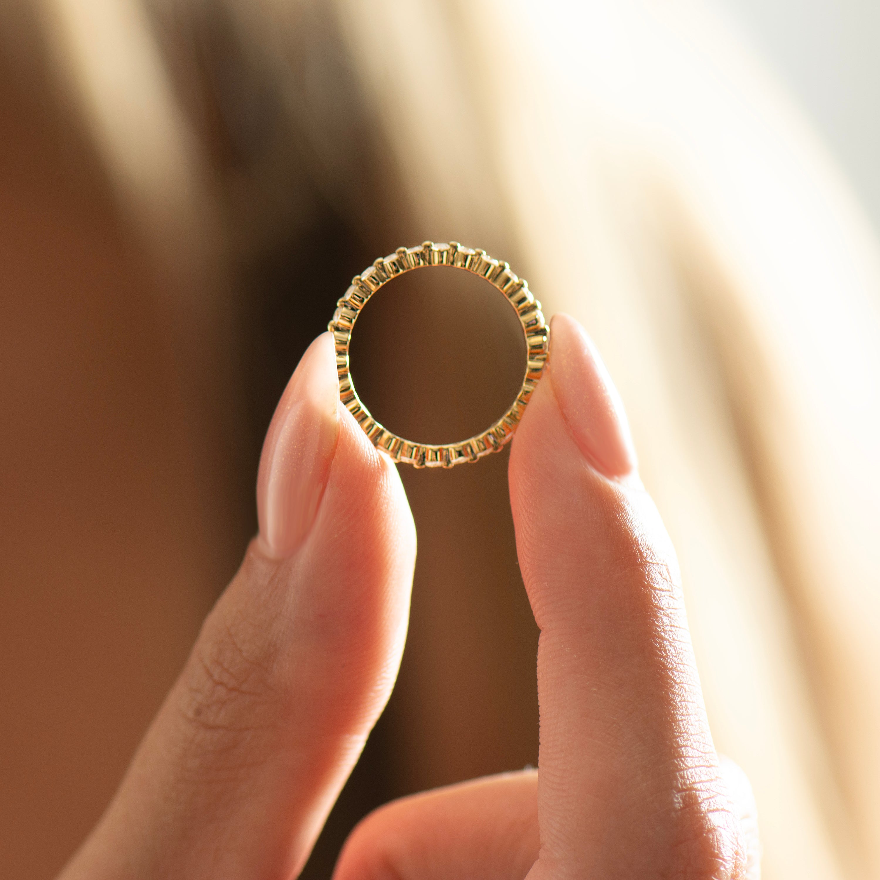 5 US - Eternity Bubble Diamonds Ring - 18K Yellow Gold