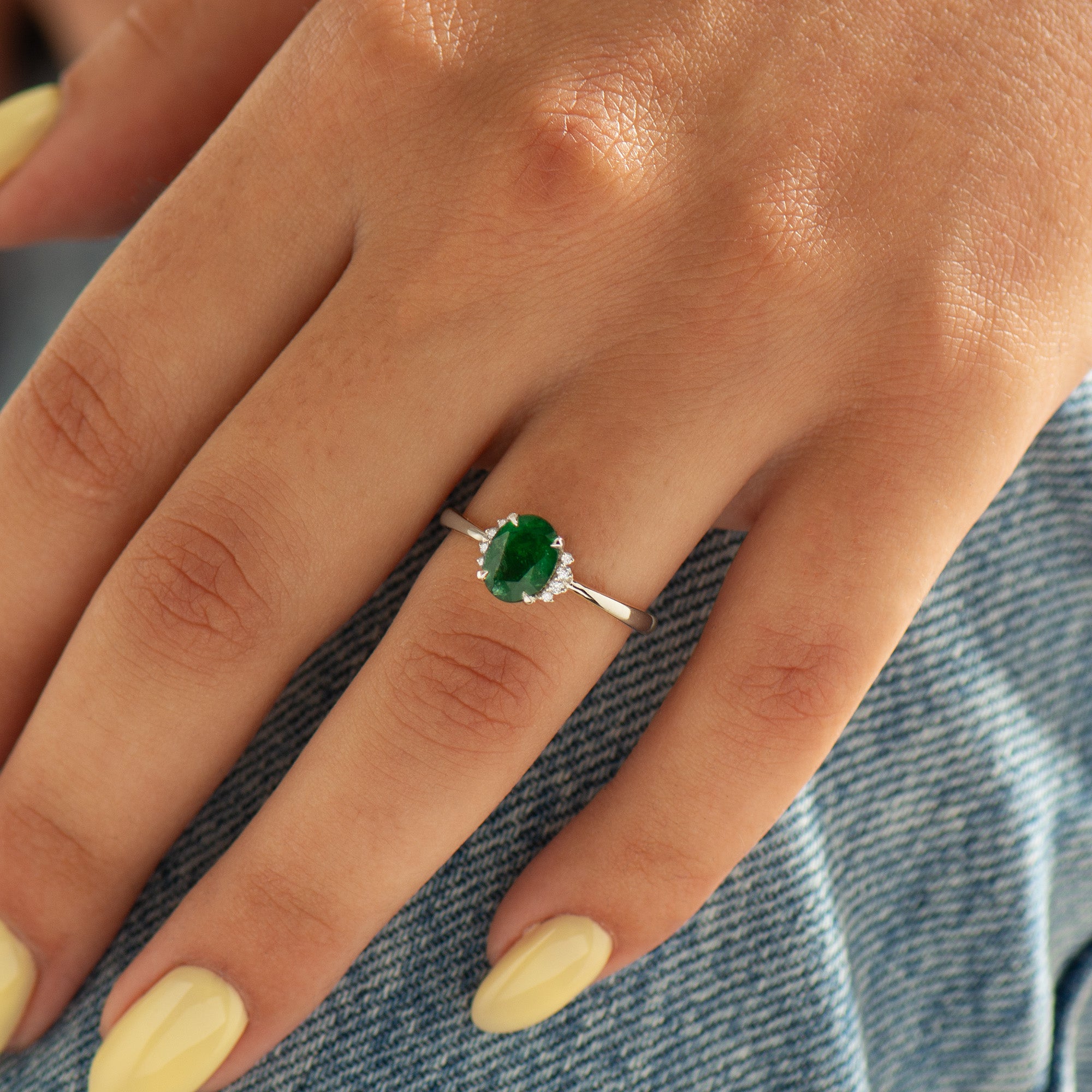 Emerald Oval Engagement Ring