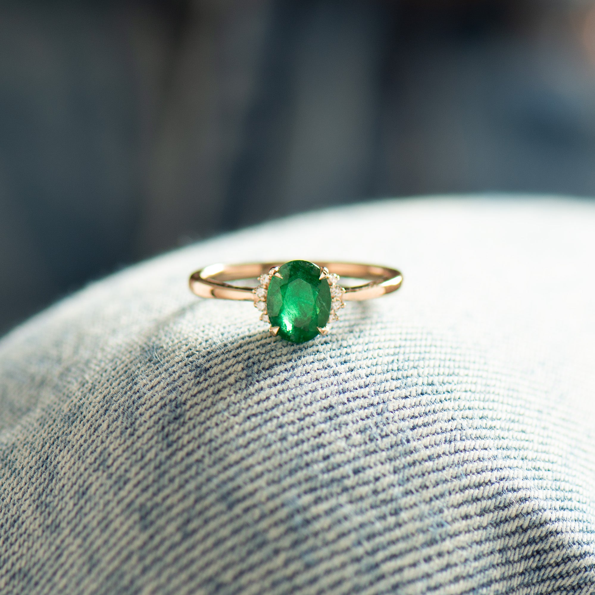 Emerald Oval Engagement Ring