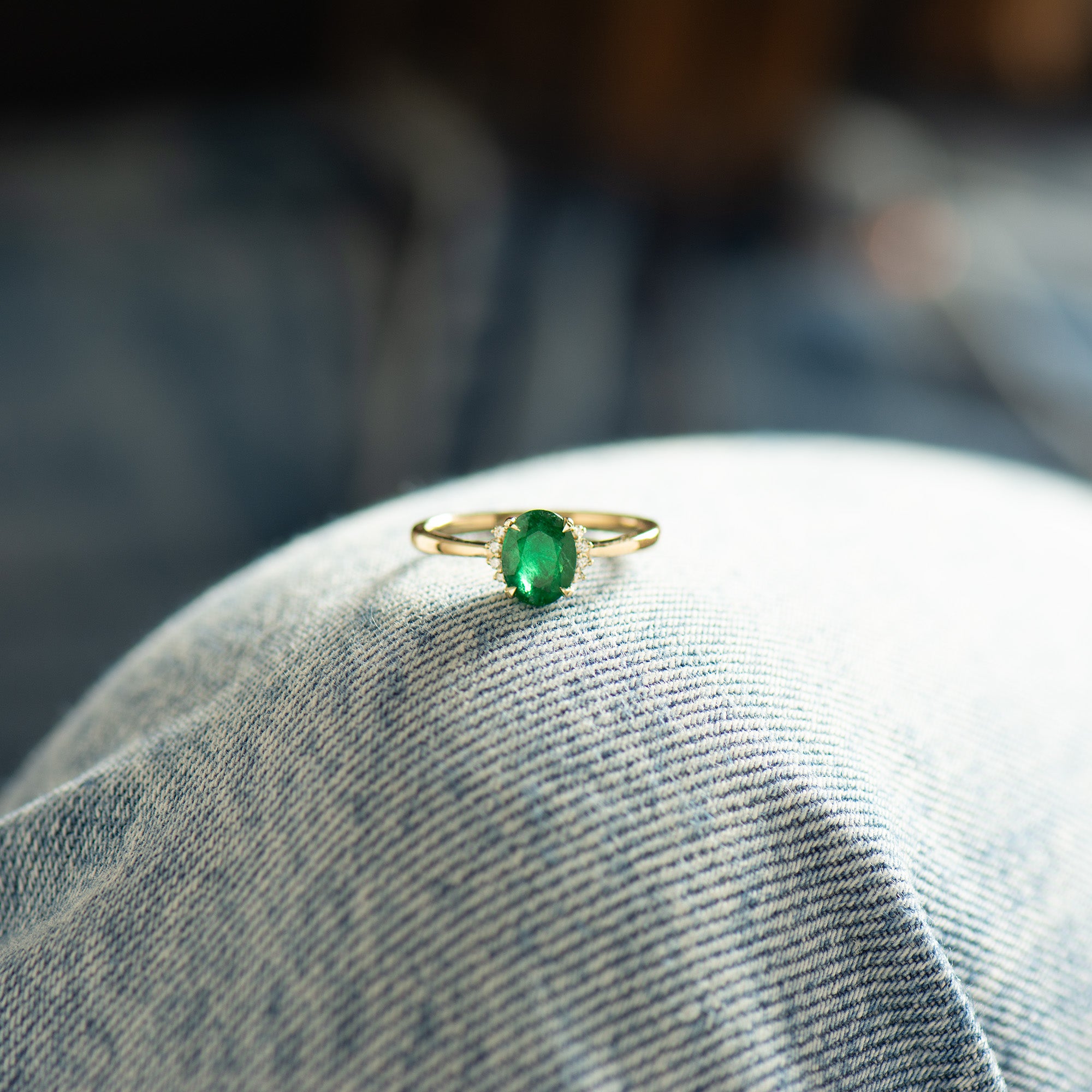 Emerald Oval Engagement Ring