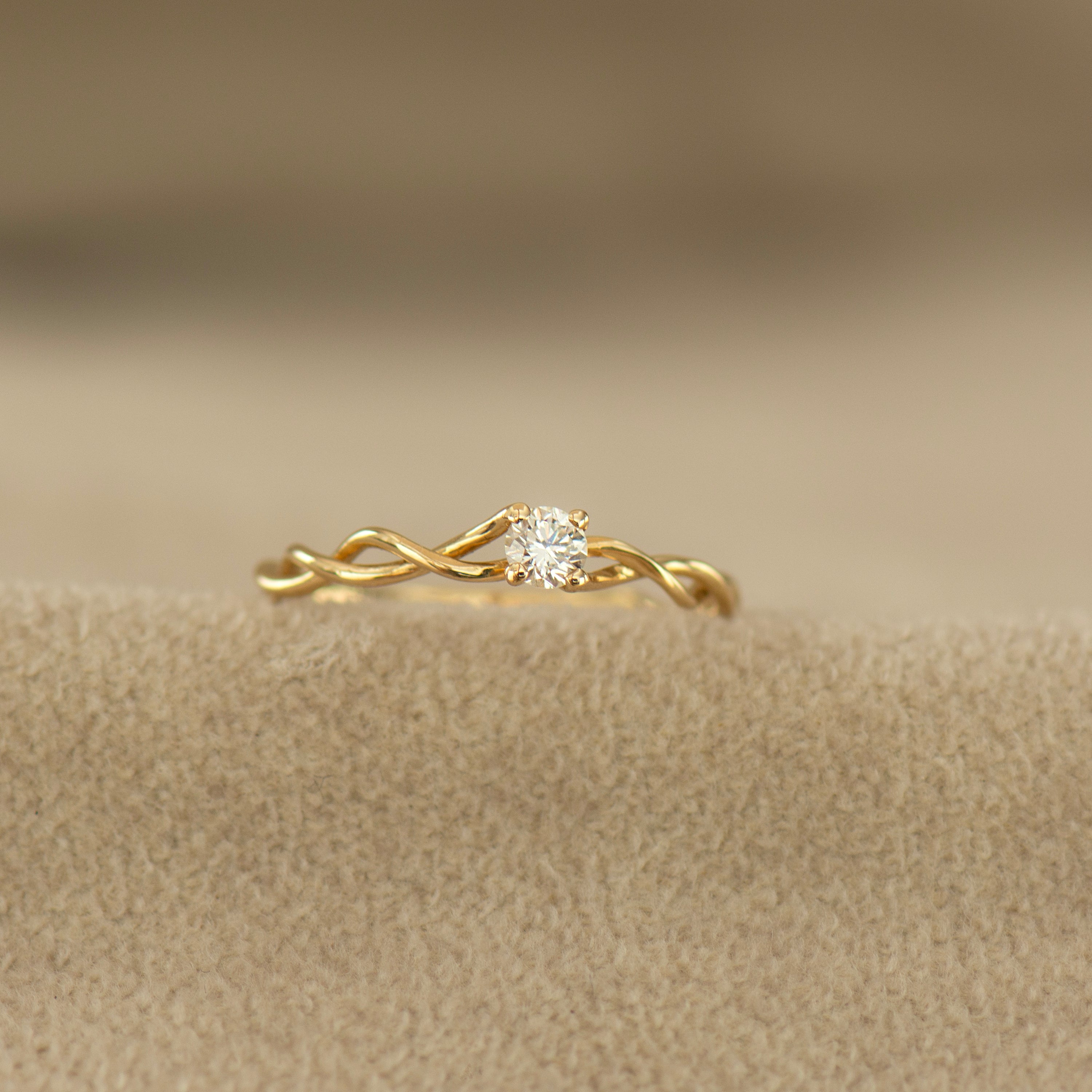 0.17CT Dainty Braided Engagement Ring - 14K Yellow Gold