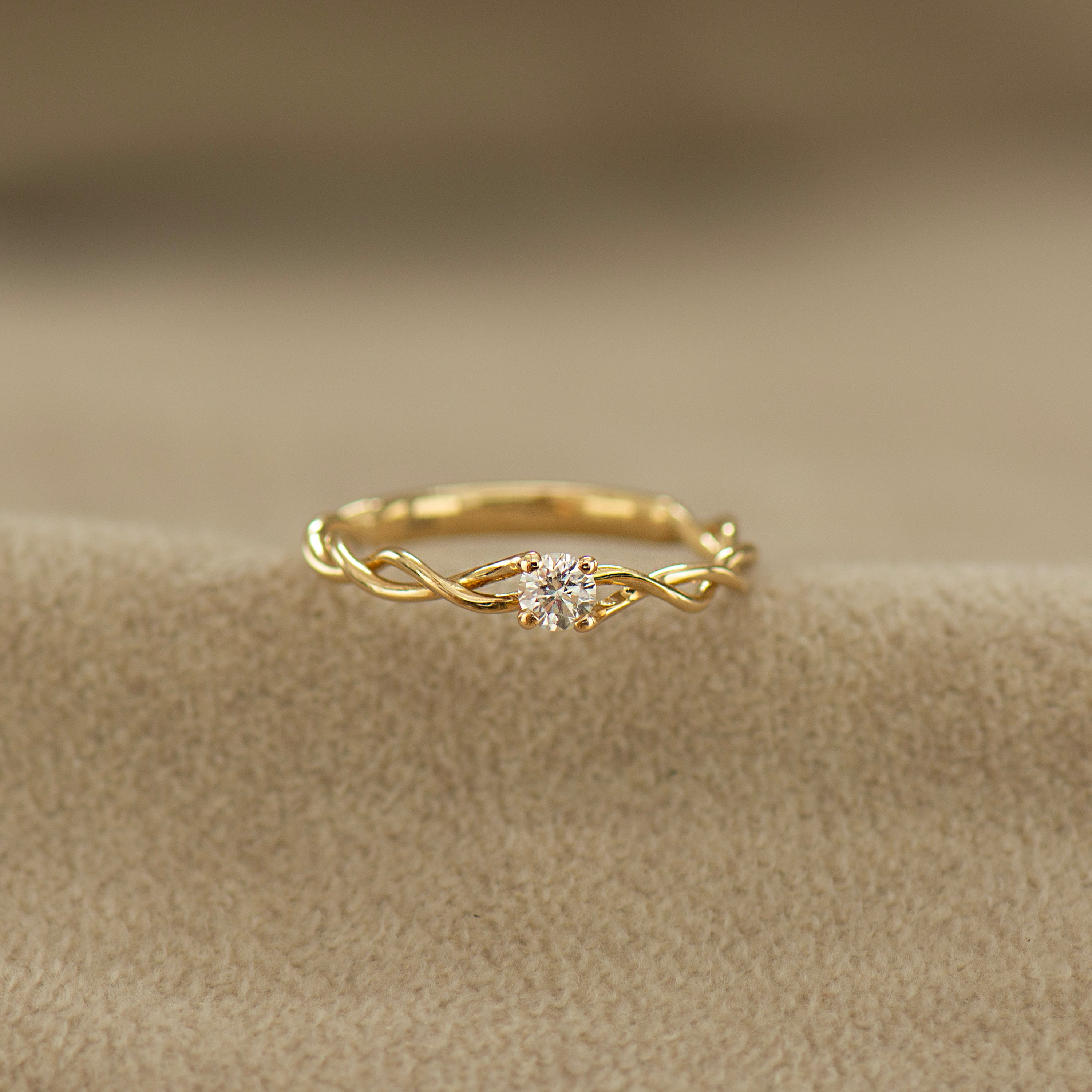 0.17CT Dainty Braided Engagement Ring - 14K Yellow Gold