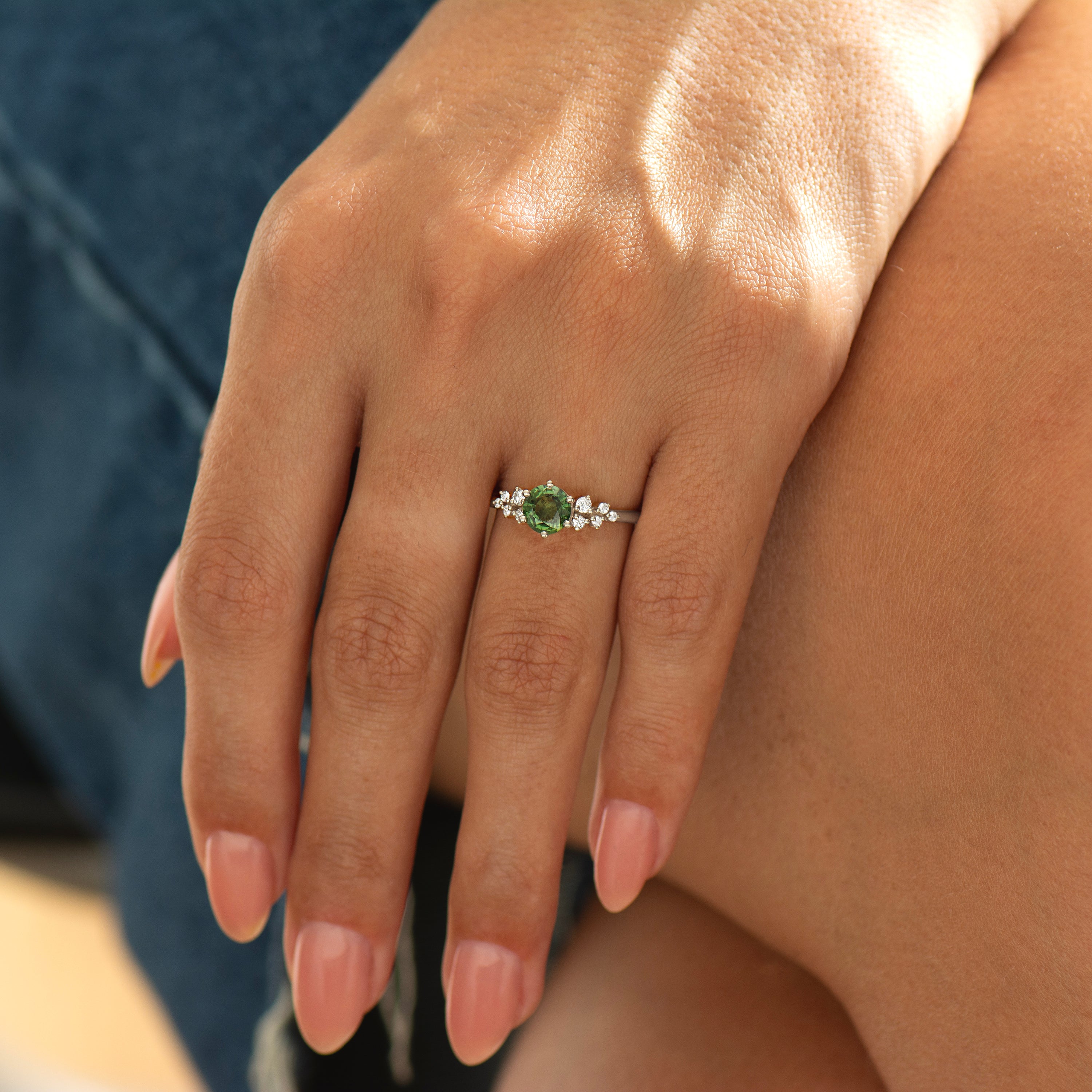 Bloom Forest Green Cluster Ring