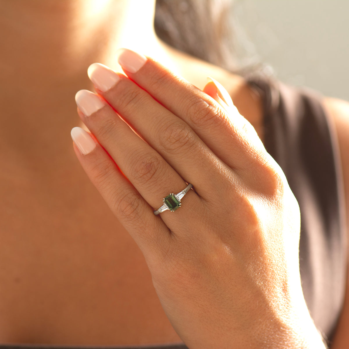 Art Deco Green Sapphire Ring