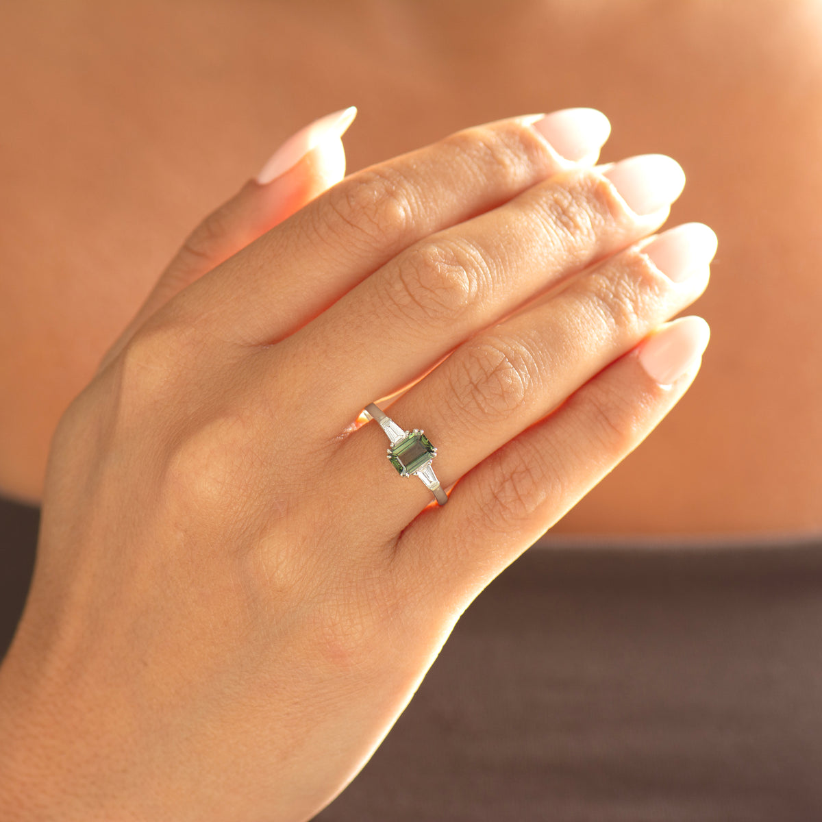 Art Deco Green Sapphire Ring