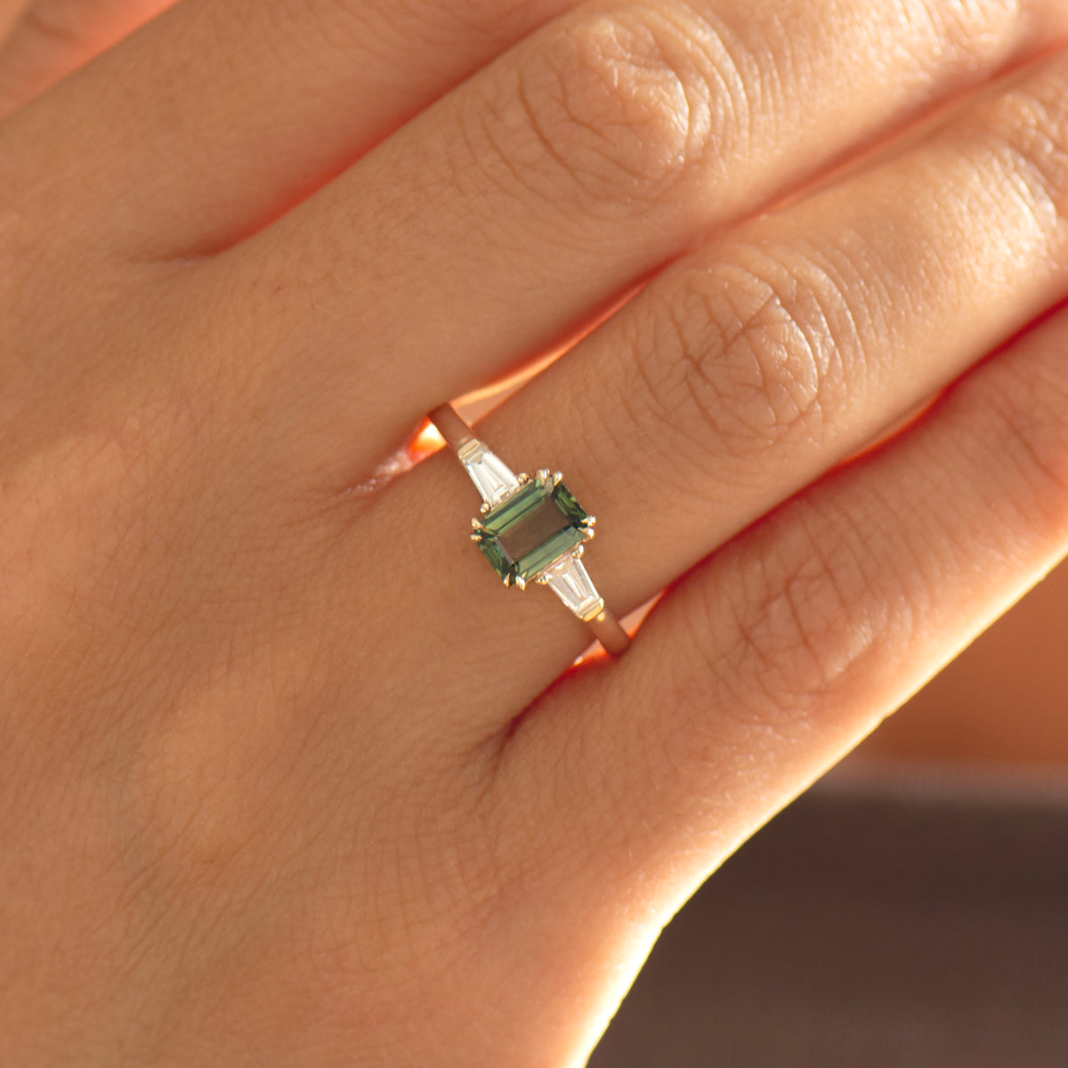 Art Deco Green Sapphire Ring