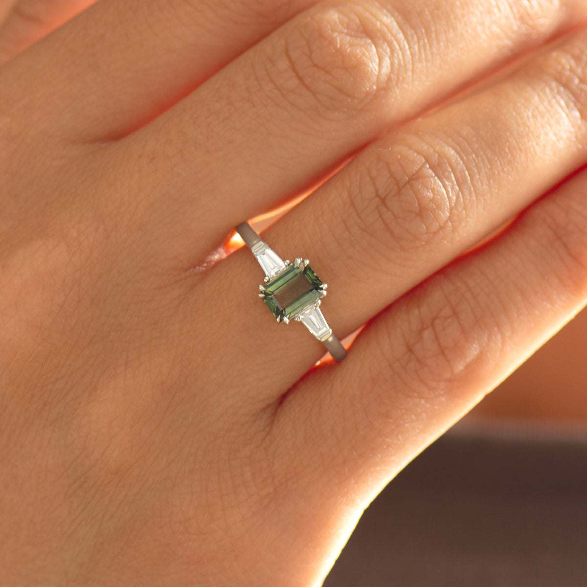 Art Deco Green Sapphire Ring