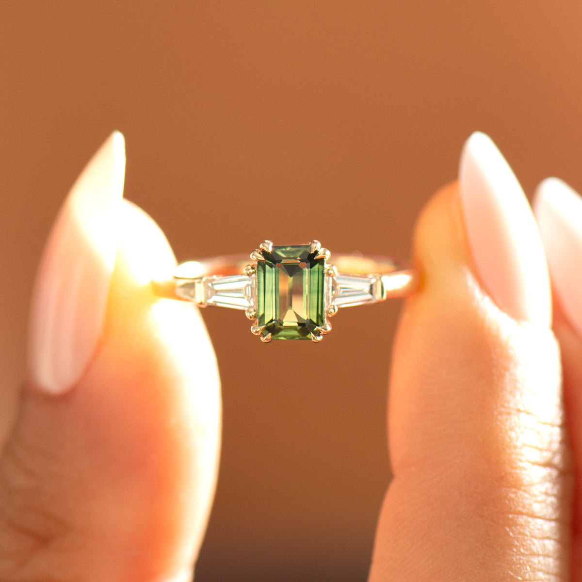 Art Deco Green Sapphire Ring