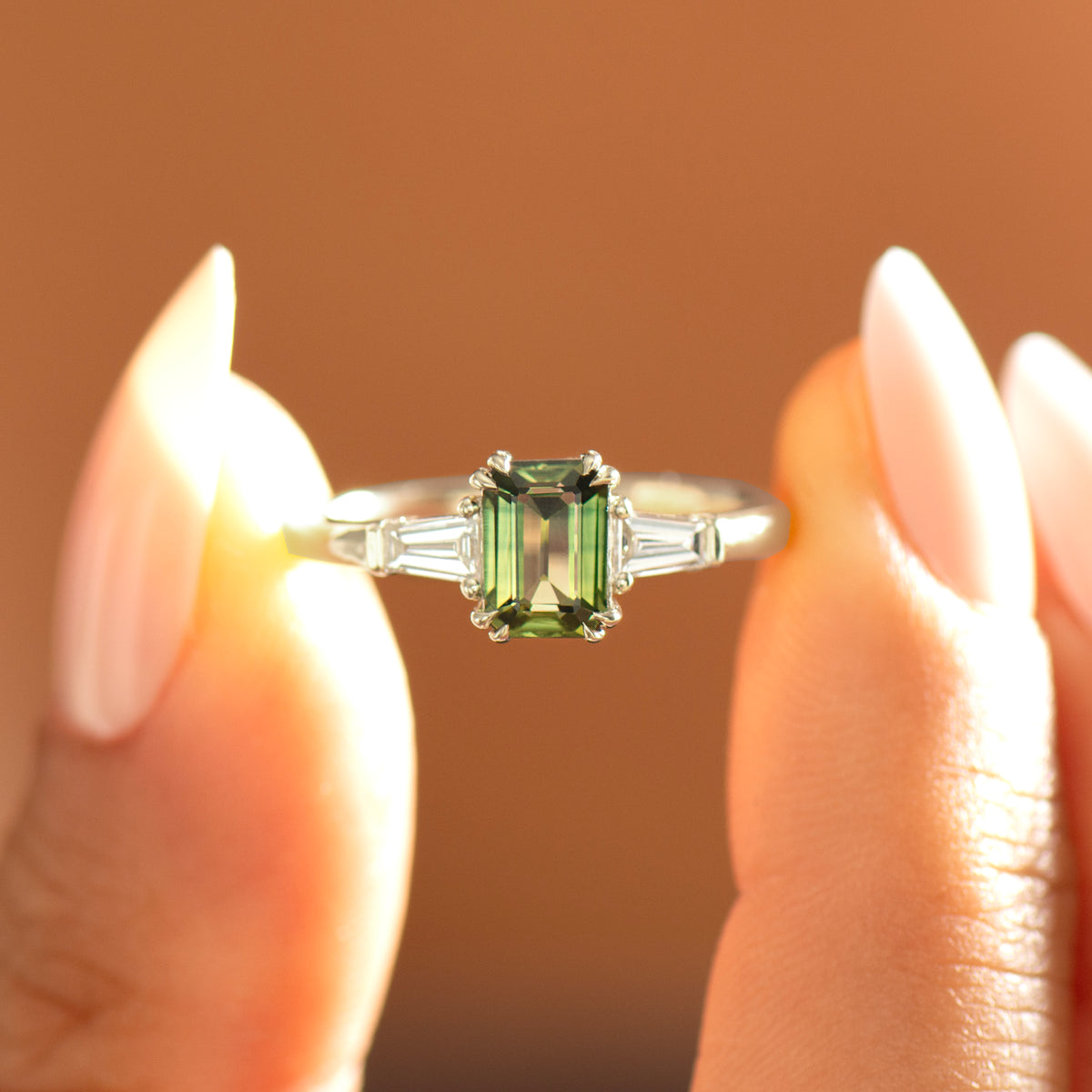 Art Deco Green Sapphire Ring