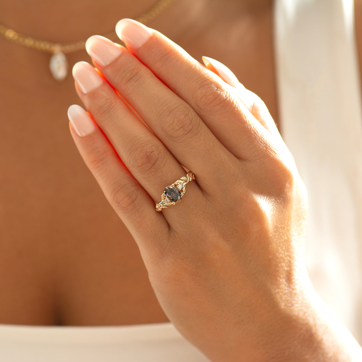 Brown Diamond Leaf Ring