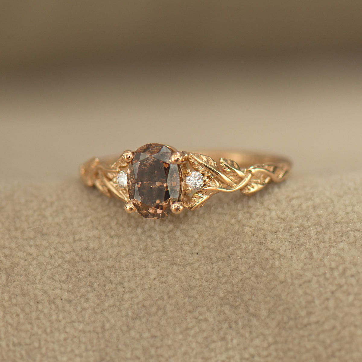 Brown Diamond Leaf Ring