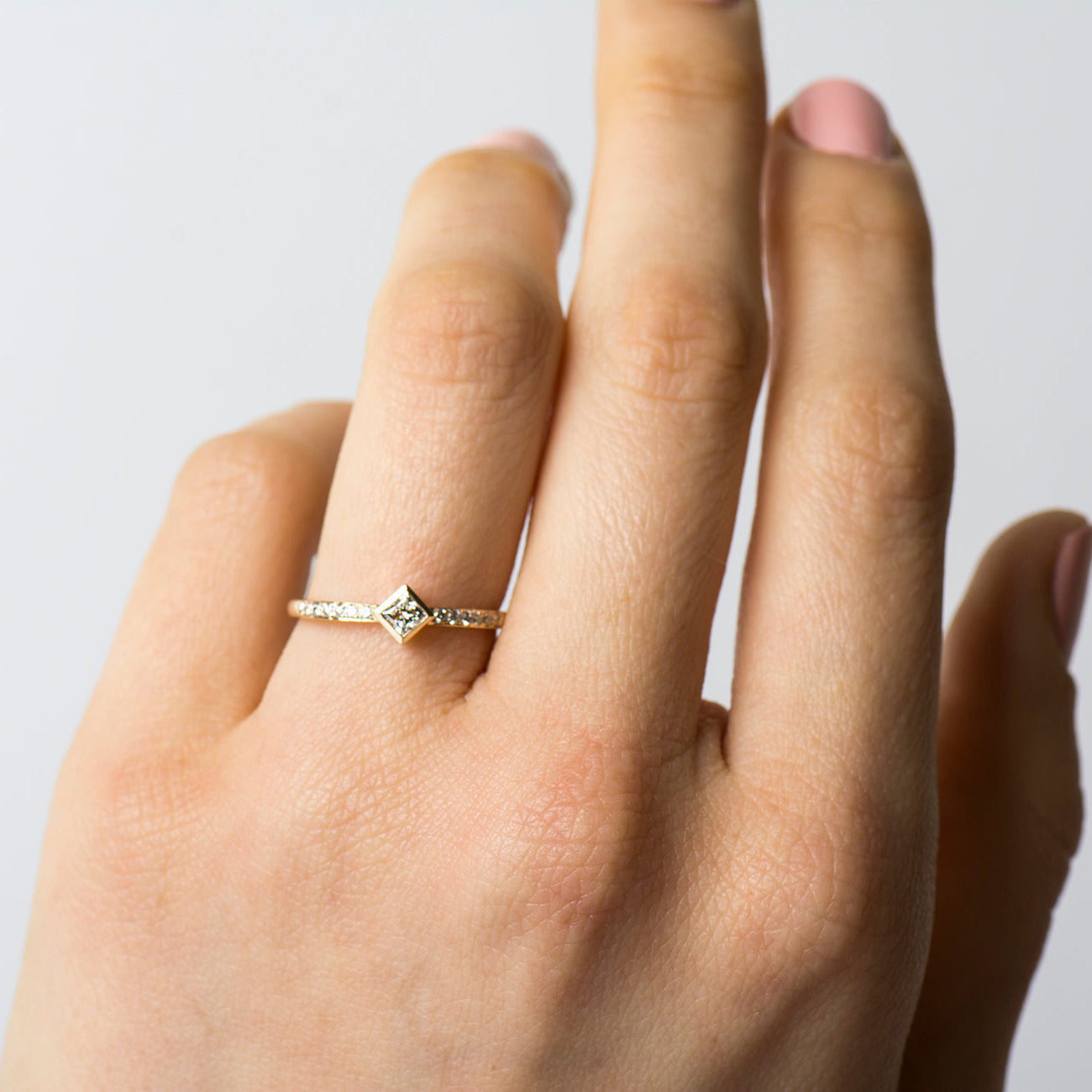 Rhombus Square Diamond Engagement Ring