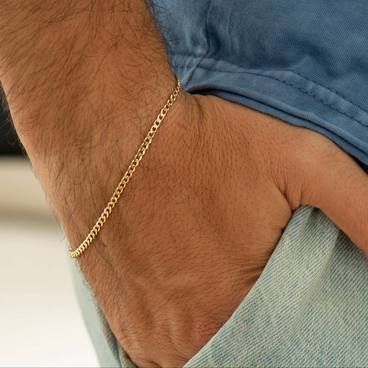 2.4mm Solid Gold Cuban Link Bracelet