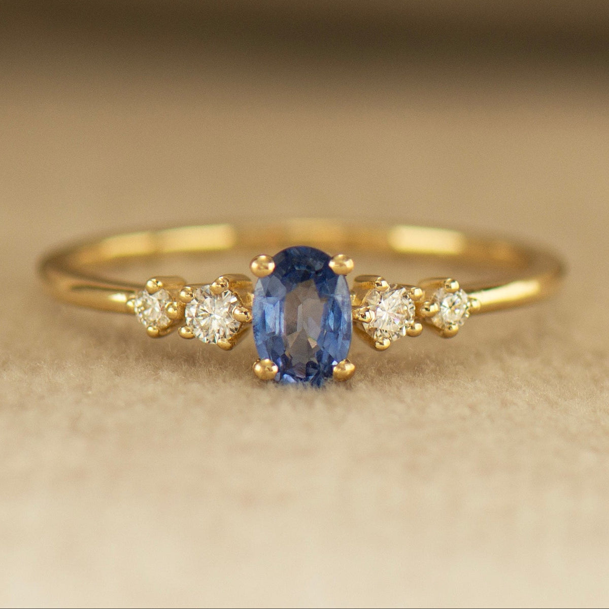 Bright Blue Sapphire Engagement Ring