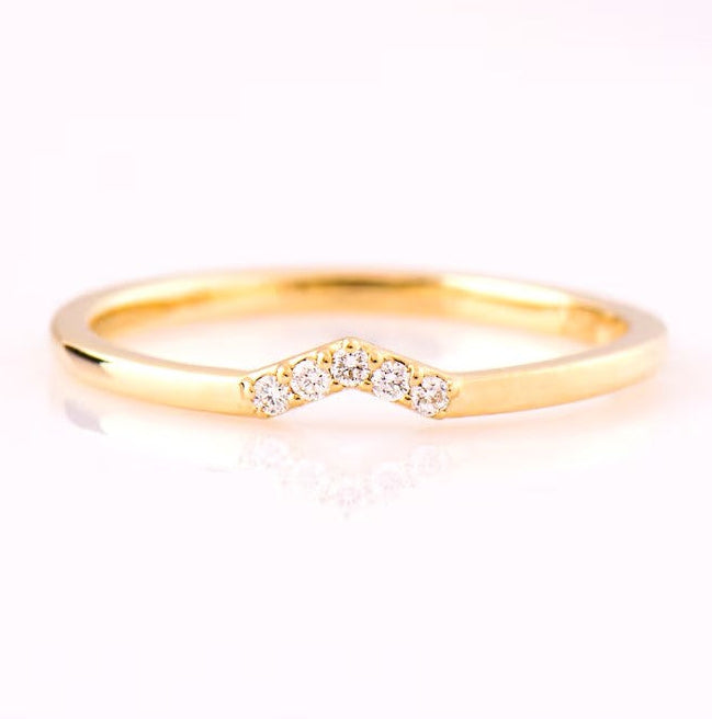 Small V Shaped Diamonds Ring