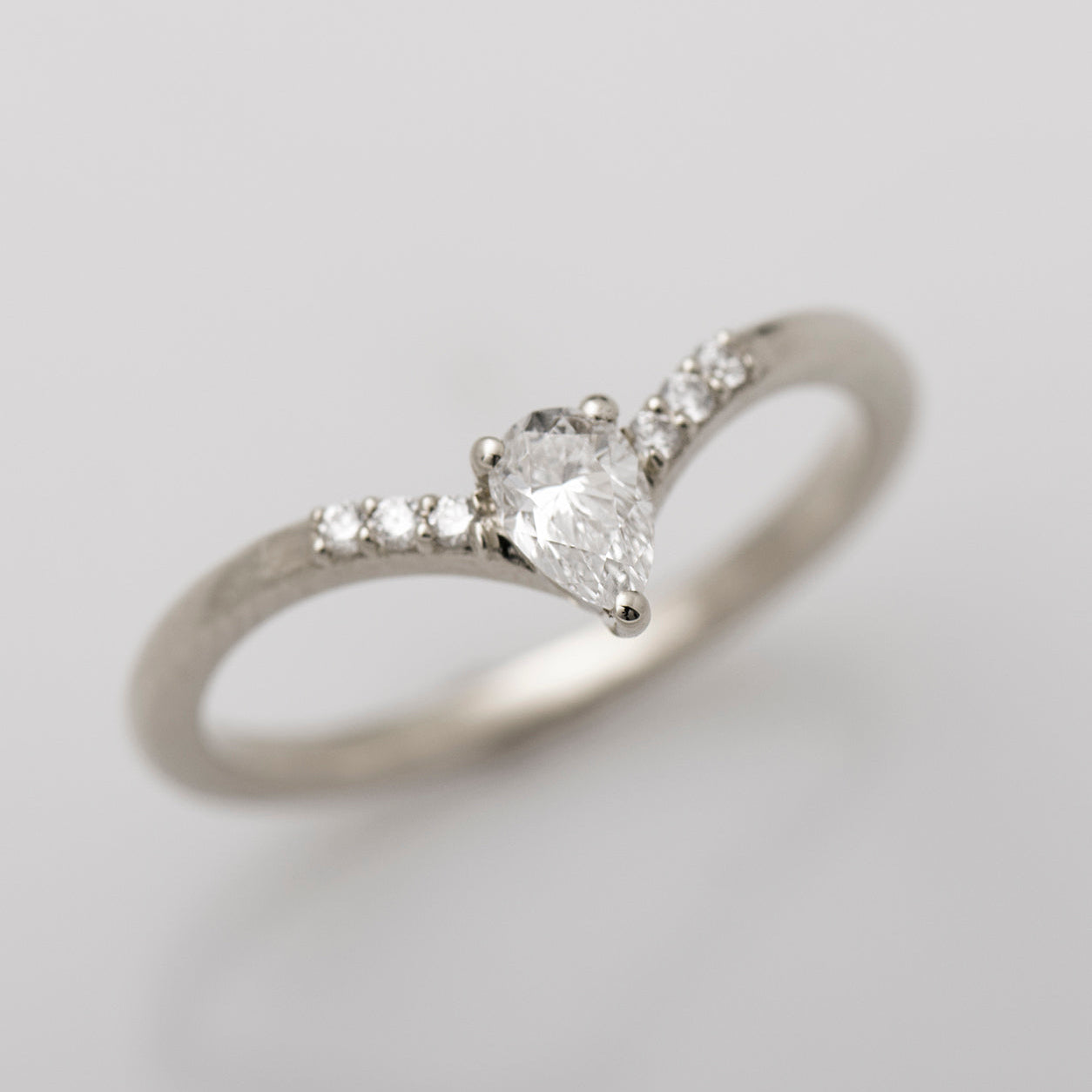 V Shaped Pear cut Engagement Ring