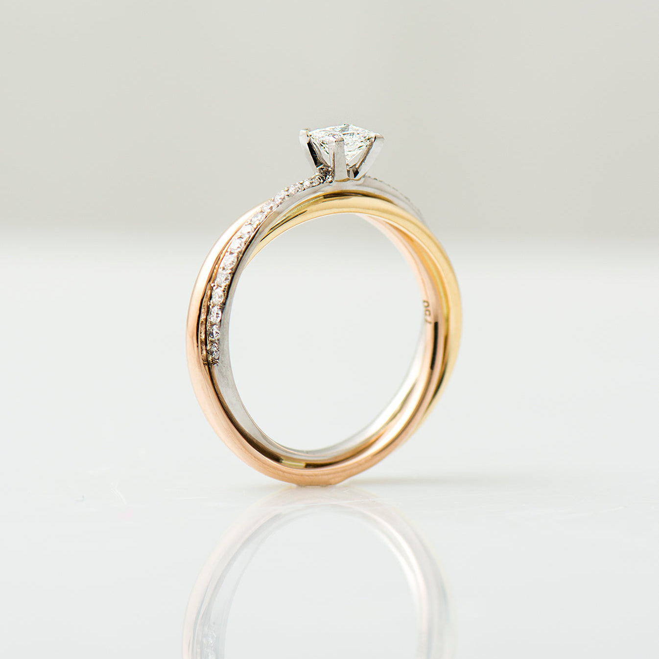 Princess Diamond Three Tone Ring