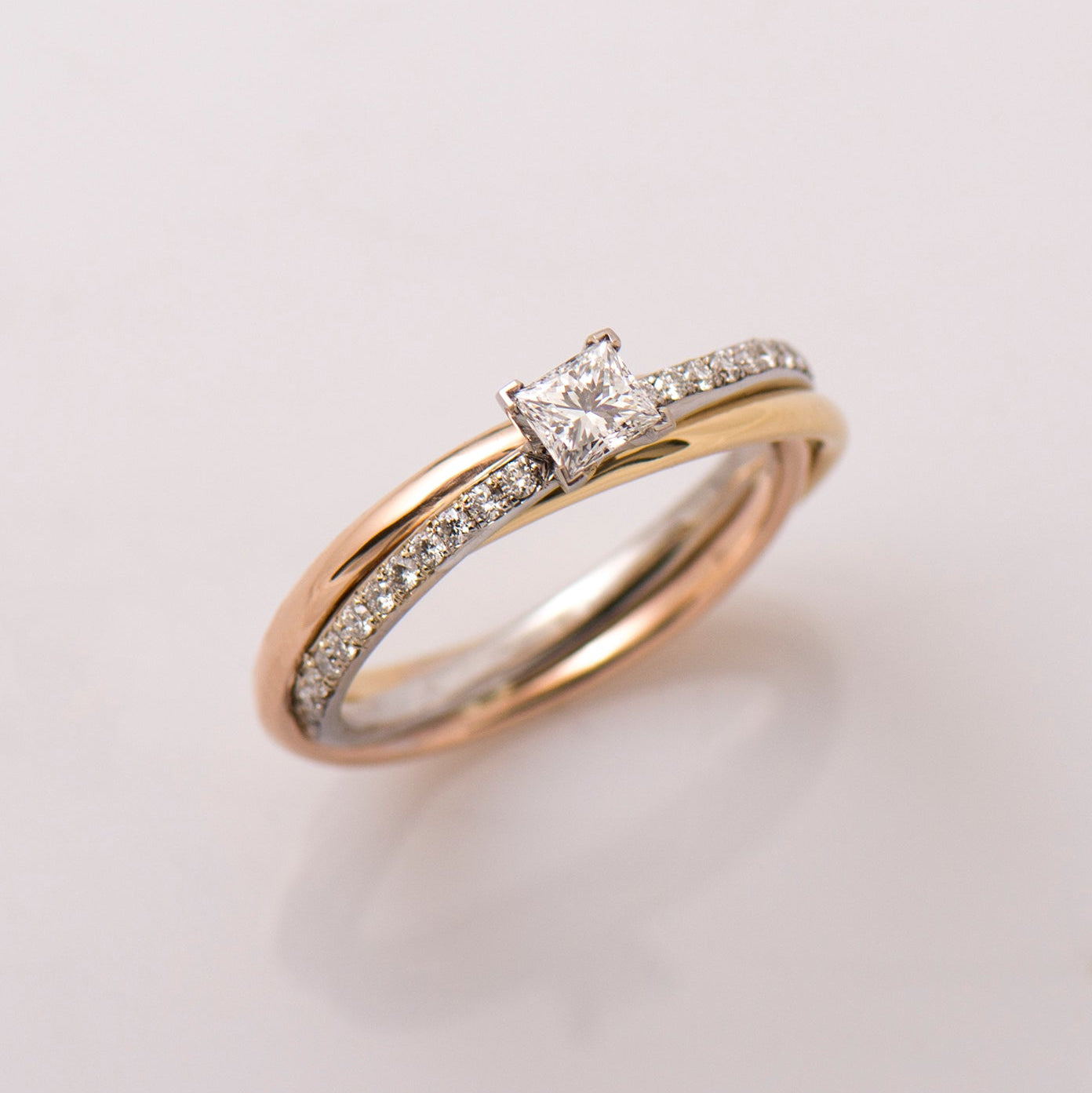 Princess Diamond Three Tone Ring