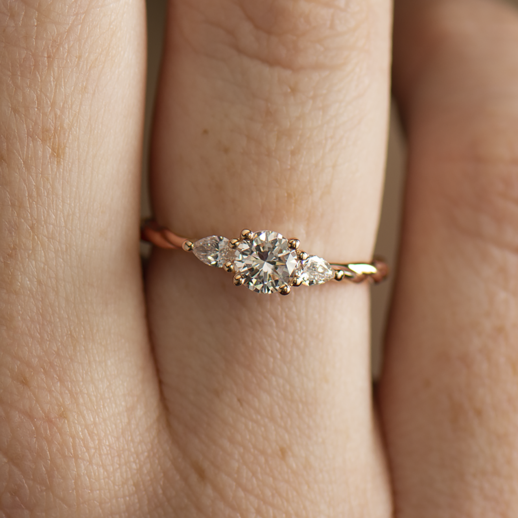 Braided Three Stone Ring