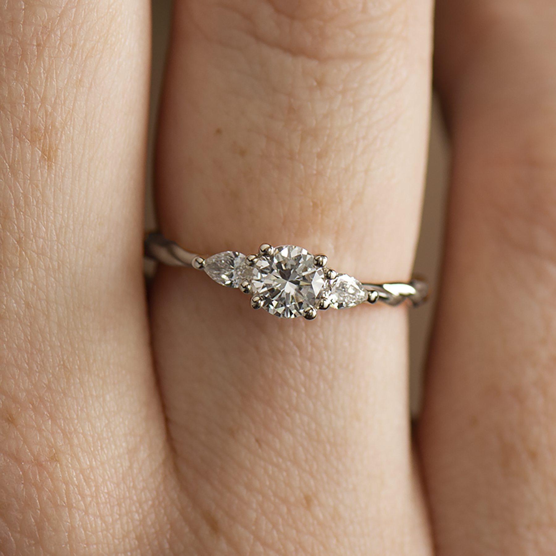 Braided Three Stone Ring