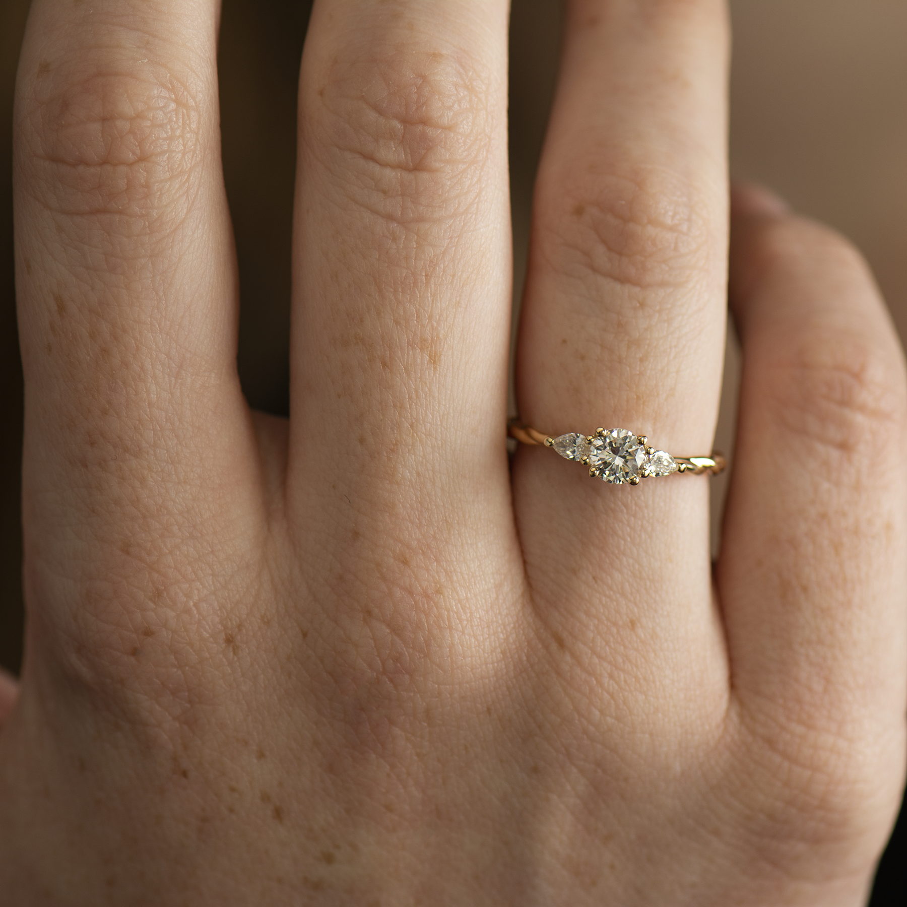 Braided Three Stone Ring