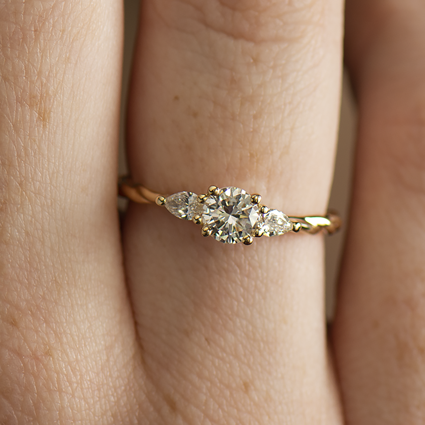 Braided Three Stone Ring