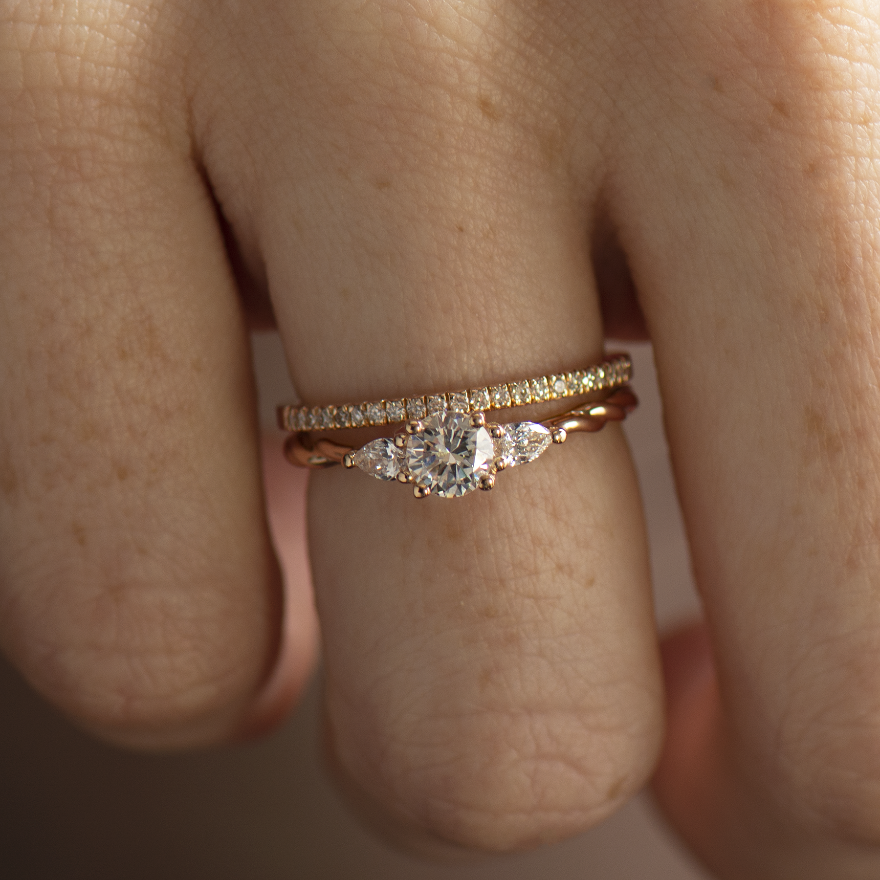 Braided Three Stone Ring