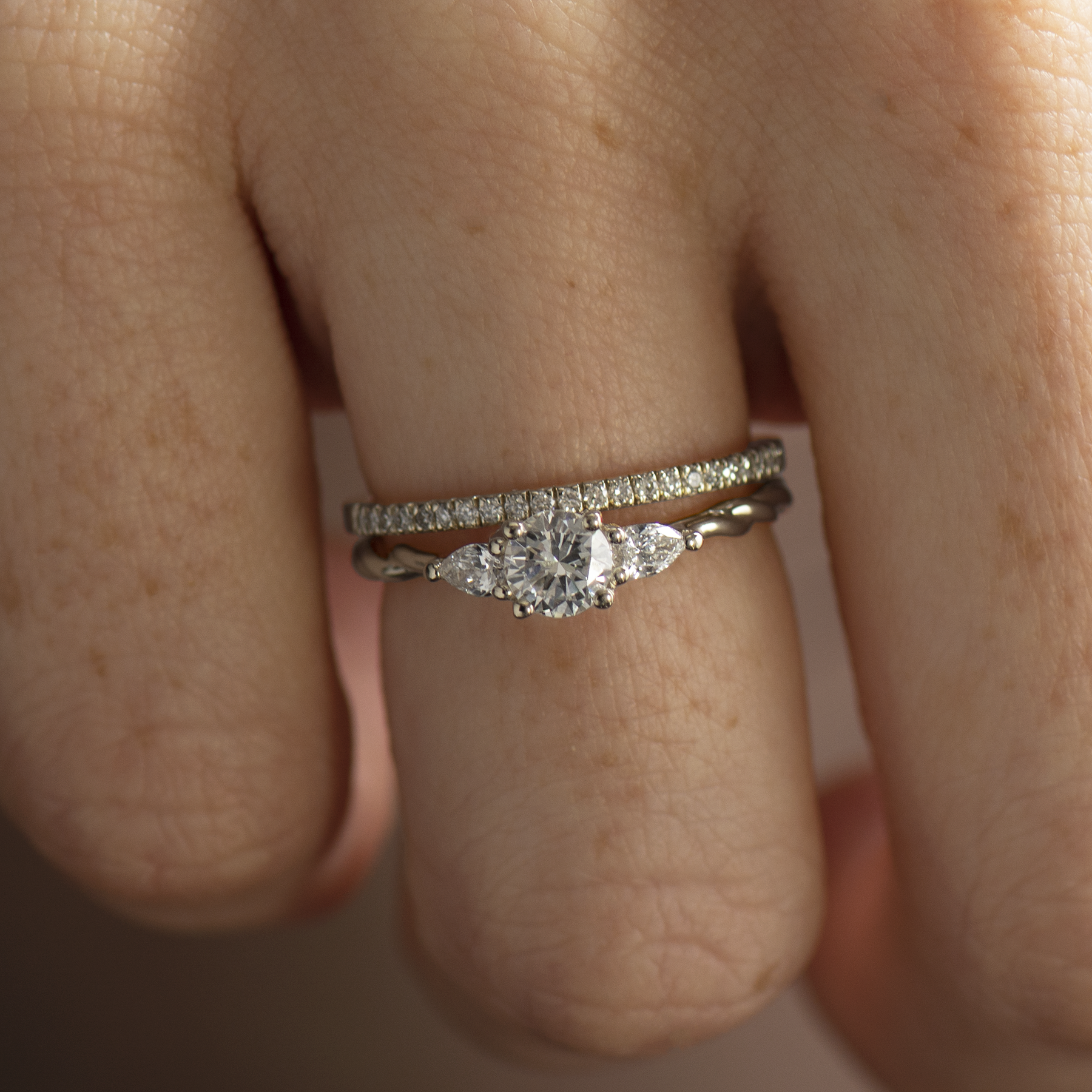 Braided Three Stone Ring